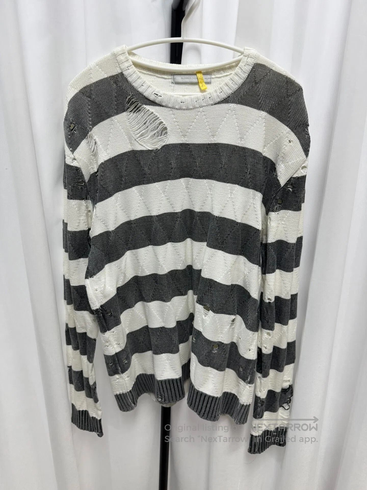 Comme des Garcons Homme Plus Striped Distressed Sweater Size 4. Size US XL / EU 56 / 4 - 1 Thumbnail