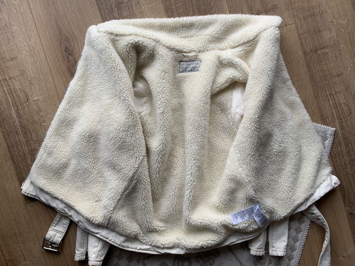 Allsaints Allsaints Oversized Denim Biker Jacket White Fleece Sherpa Size M / US 6-8 / IT 42-44 - 5 Thumbnail
