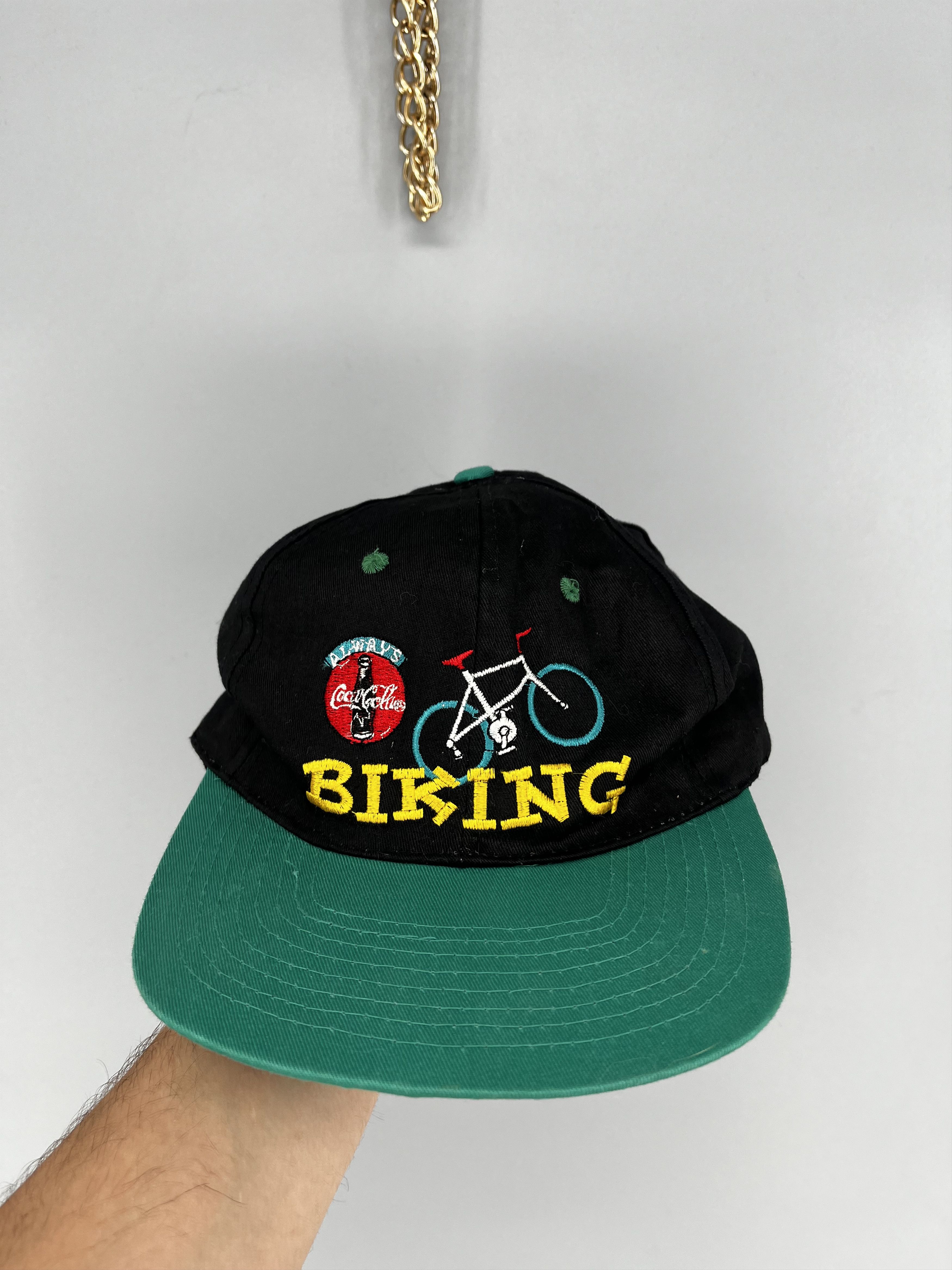 Coca Cola Vintage COCA-COLA Biking Cap One Size Black Green Big Log Size ONE SIZE - 1 Thumbnail