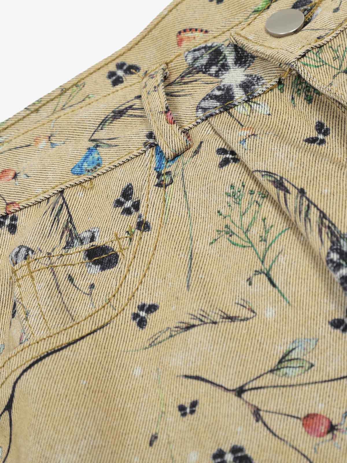 Japanese Brand Retro Jacquard Straight-Leg Personalized Work Pants Size ONE SIZE - 5 Thumbnail