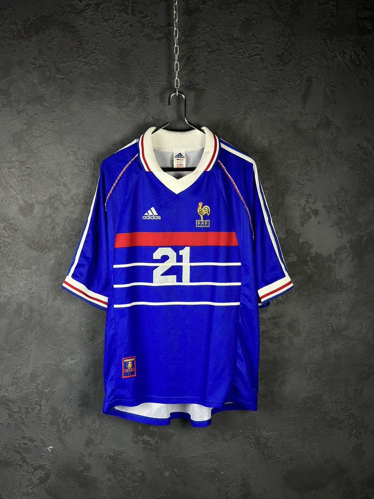 Adidas × Vintage Rare DUGARRY 21 France Football Shirt 1998/00 Size US XL / EU 56 / 4 - 1 Thumbnail