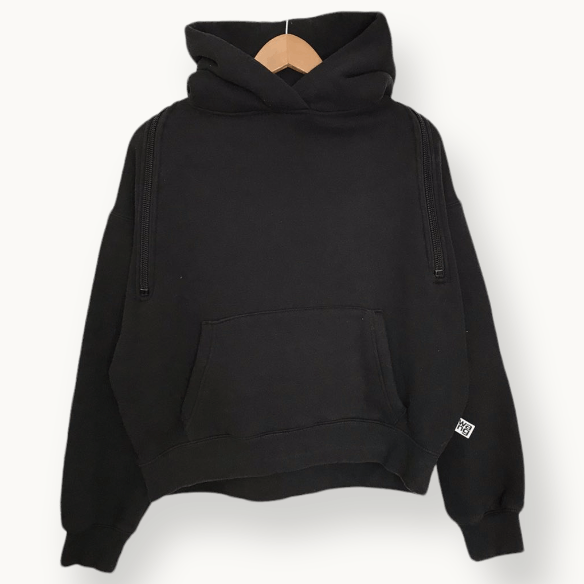 alexanderwang HOODIE IN DENSE FLEECE BLACK - alexanderwang® US