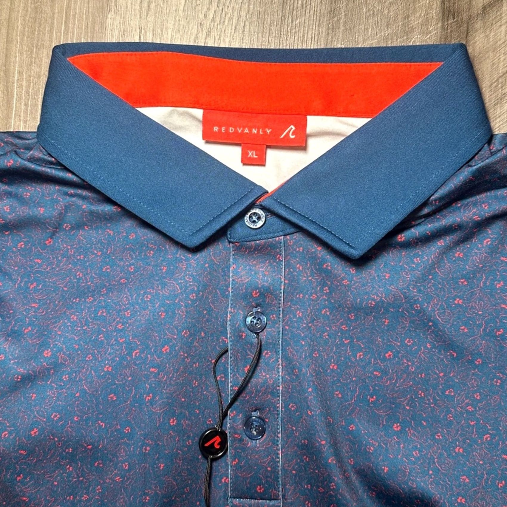 Vintage Redvanly Belmont Floral PurePoly Performance Stretch Admiral Golf Polo XL Men's Polo Shirt Navy/Blue Size US XL / EU 56 / 4 - 6 Thumbnail