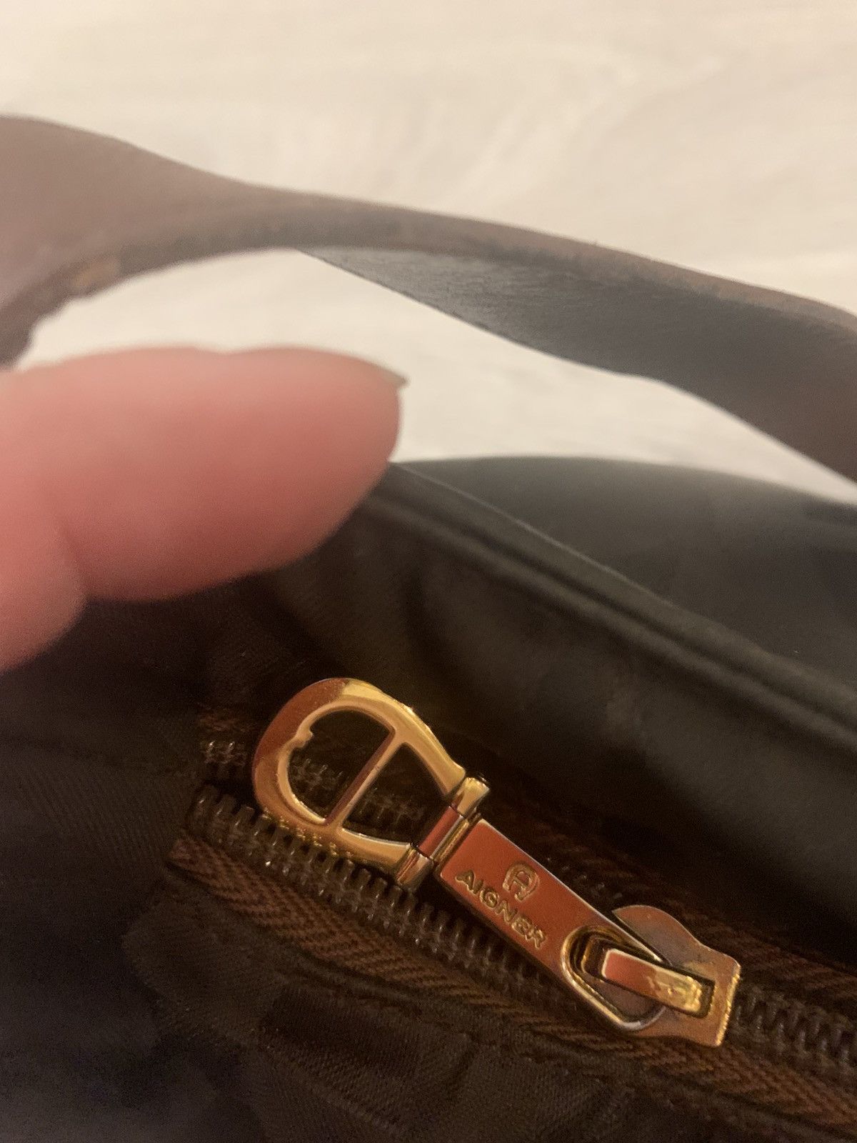 Aigner Aigner Handbag Brown Leather & fabric Size ONE SIZE - 7 Thumbnail