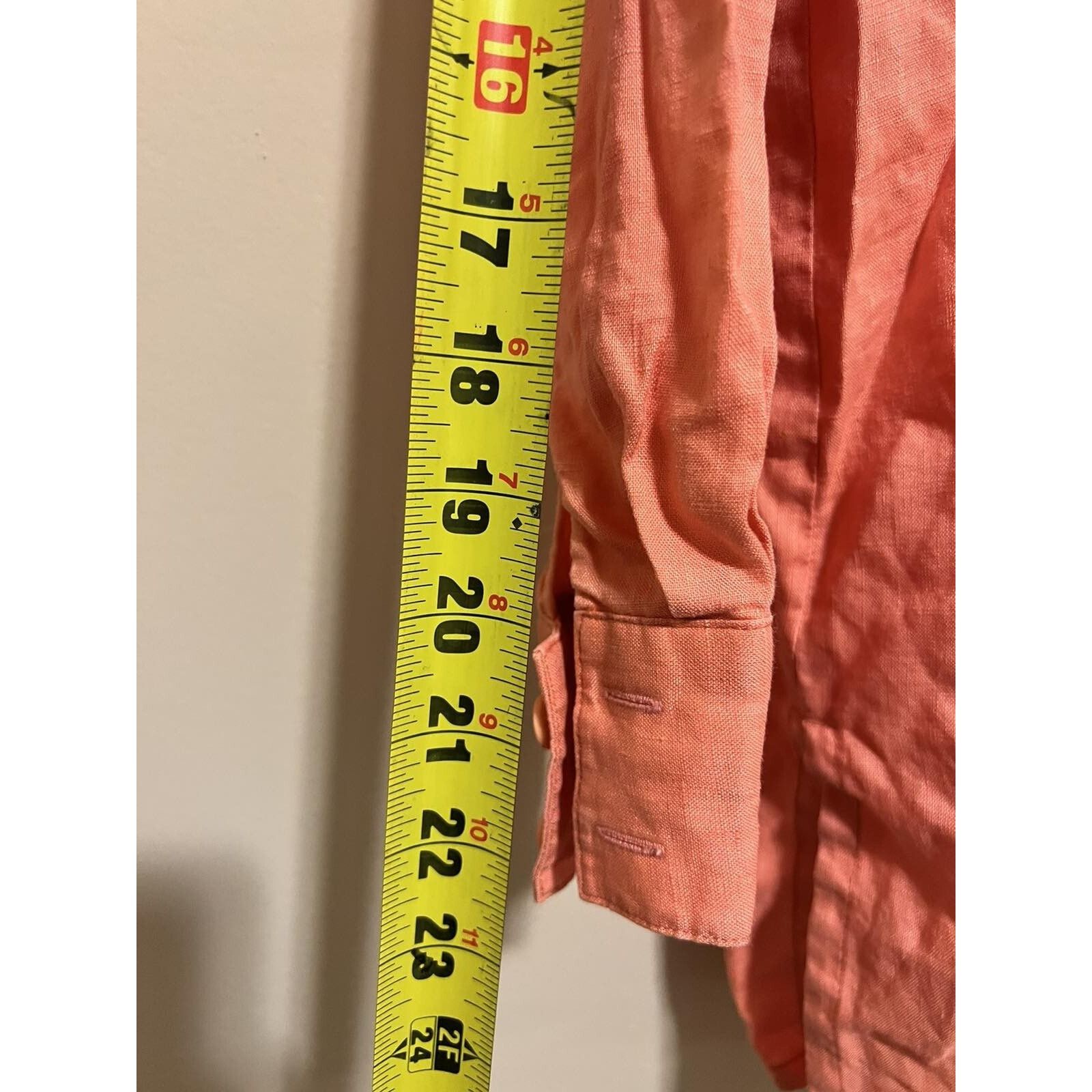 Anthropologie Anthro HARBOR Women's salmon pink button up Size M A000173 Size M / US 6-8 / IT 42-44 - 8 Thumbnail