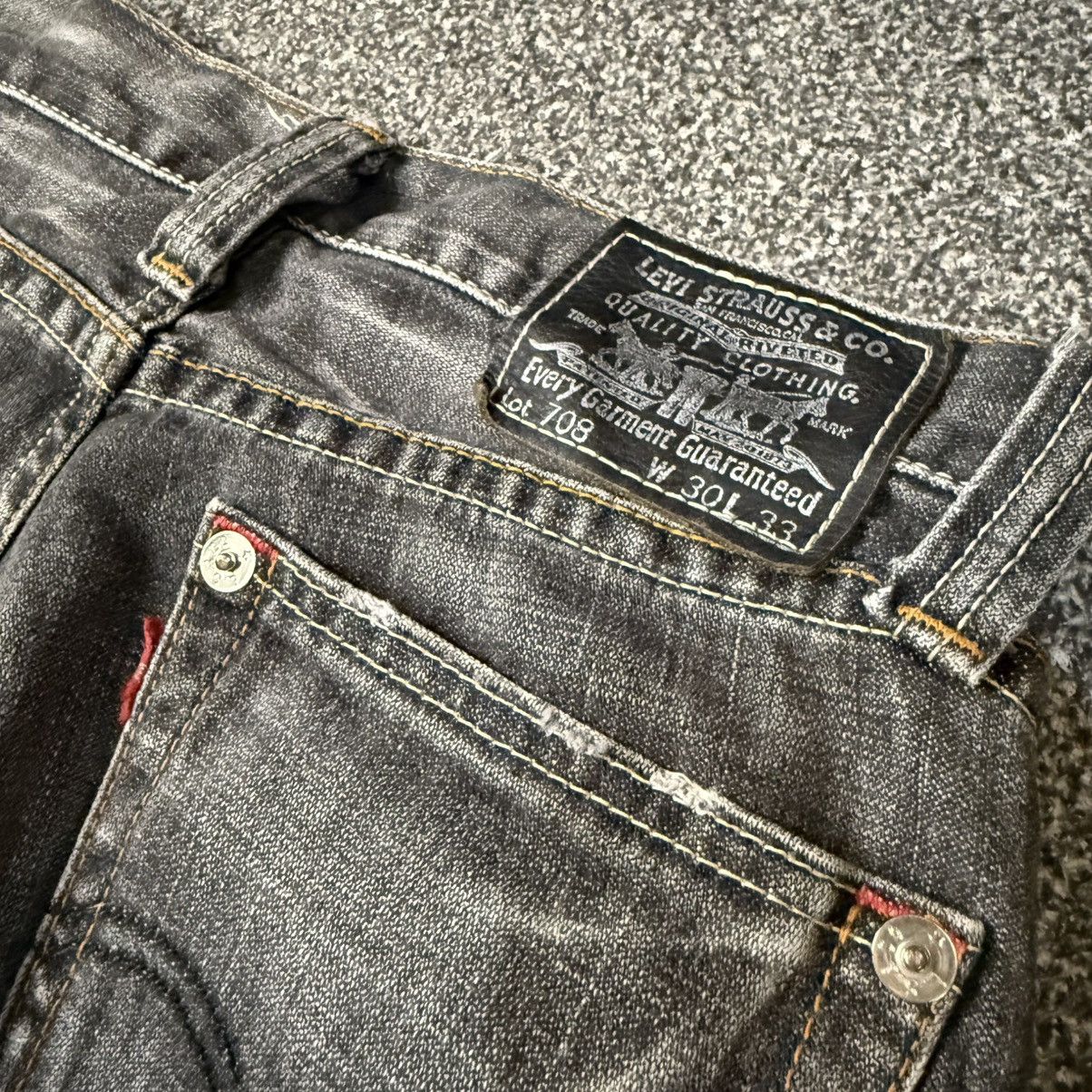 Beauty Beast 🔥 Vintage Flared y2k Levis 708 Black Distressed Denim Size US 30 / EU 46 - 9 Thumbnail