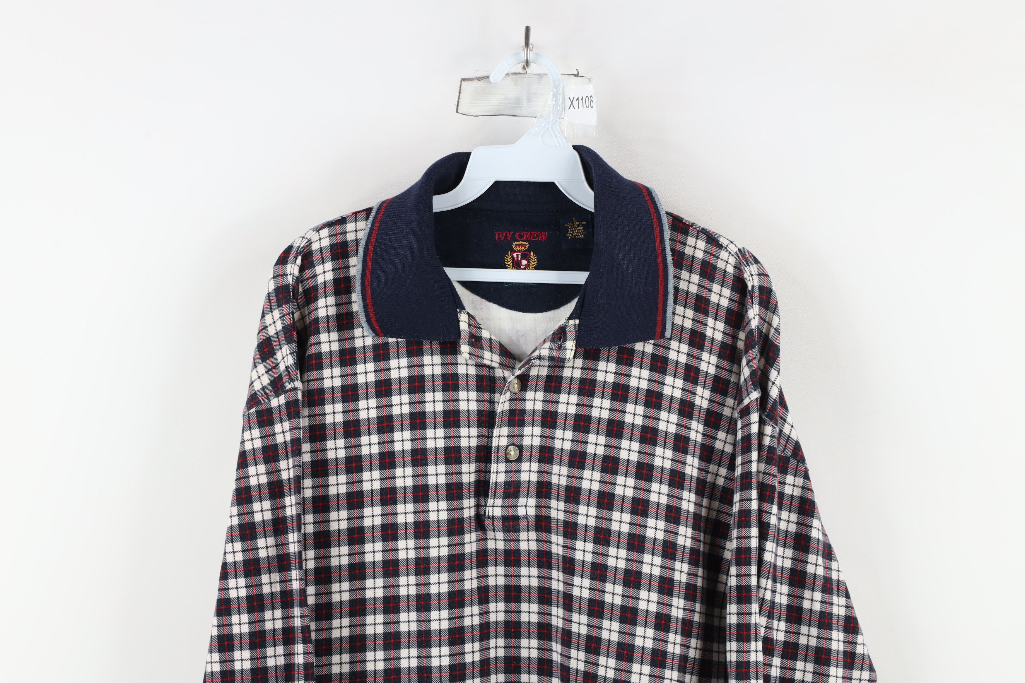 Vintage Vintage 90s Streetwear Long Sleeve Rugby Polo Shirt Plaid Size US L / EU 52-54 / 3 - 2 Thumbnail