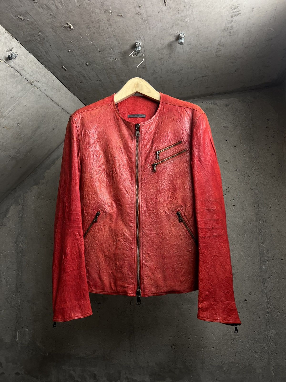 John Varvatos Crinkled Leather Racer Size US M / EU 48-50 / 2 - 1 Thumbnail