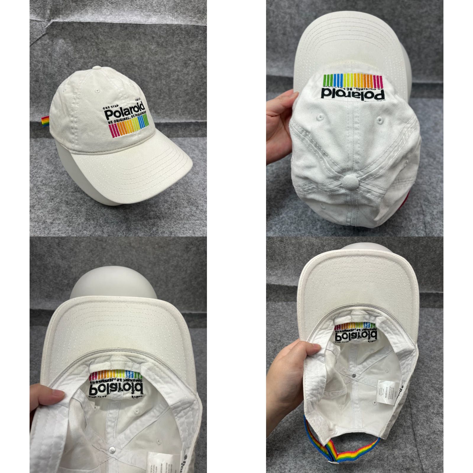 Polaroid Polaroid Hat Cap Strap Back Adult One Size White 100% Cotton Camera Engine Made Size ONE SIZE - 8 Thumbnail