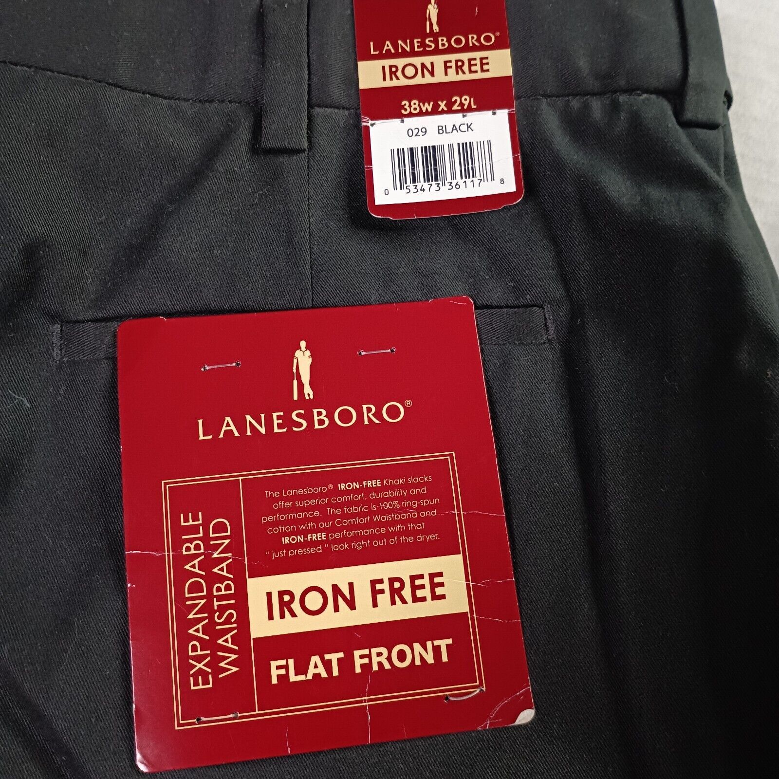 Other Lanesboro Khaki Pants Men's 38x29 Black Iron Free Expandable Size US 38 / EU 54 - 2 Thumbnail