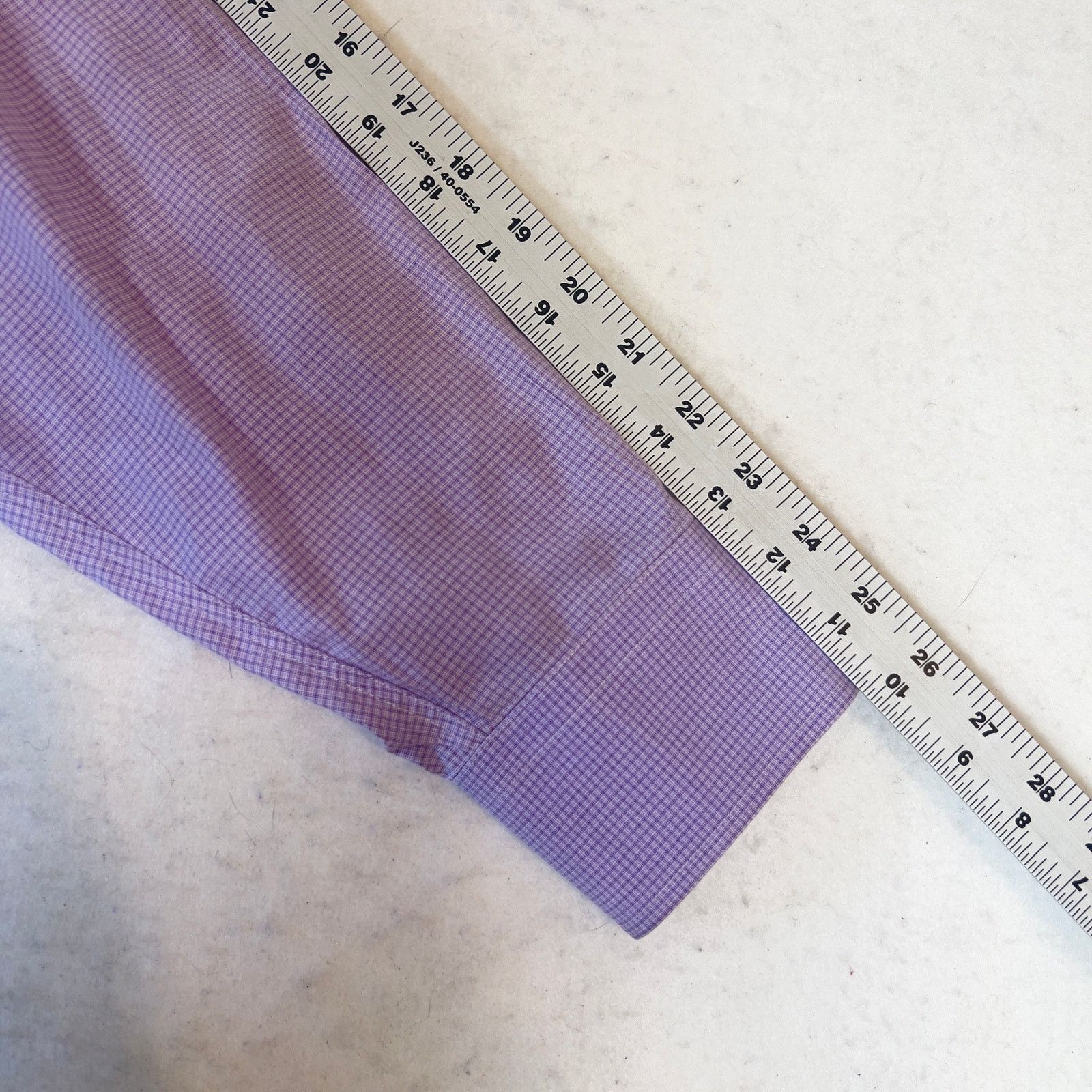 David Donahue David Donahue Dress Shirt Mens 18 34/35 Purple Micro Check Size US XL / EU 56 / 4 - 6 Thumbnail
