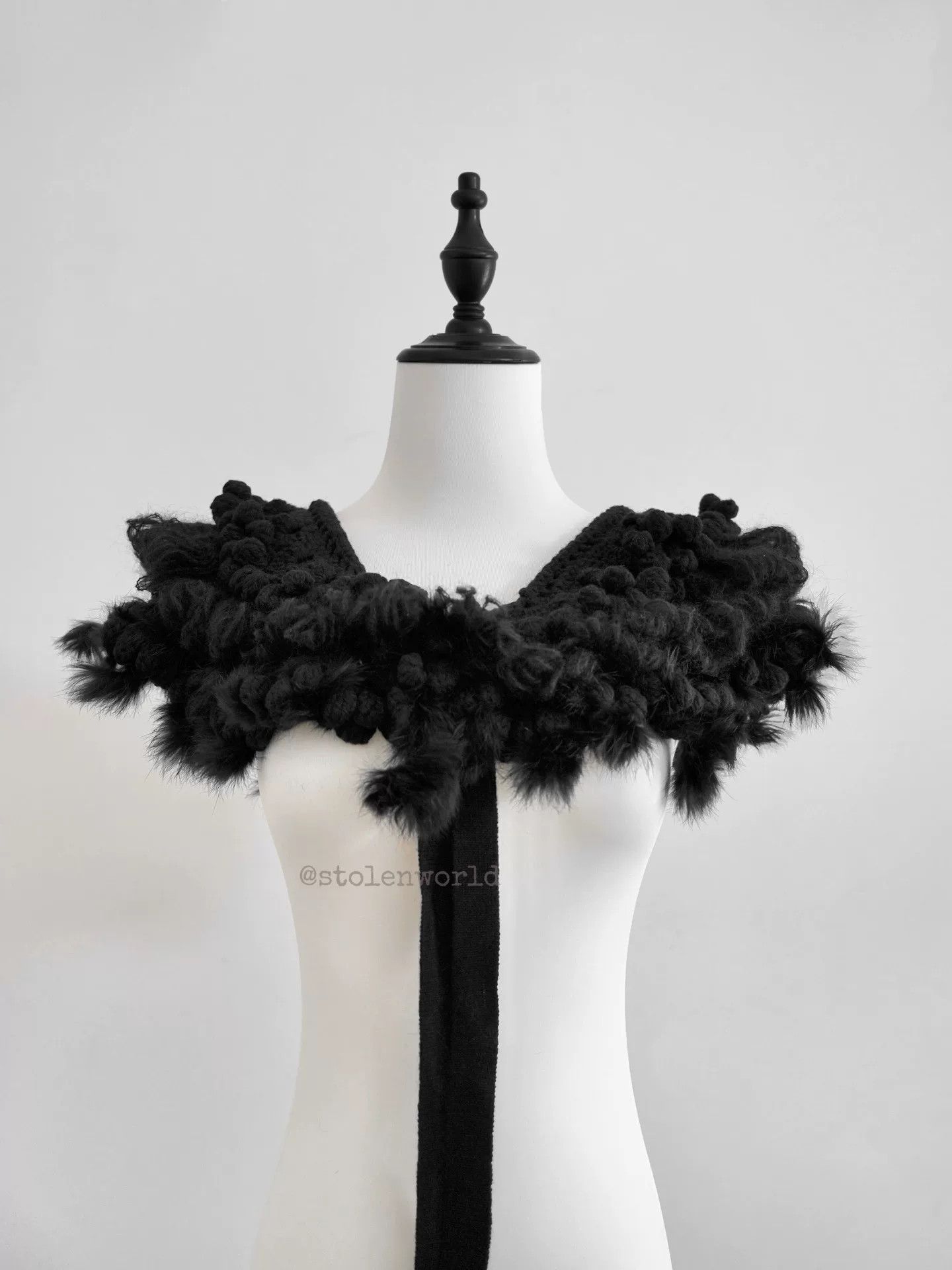 Comme des Garcons Handcrafted Crochet Ruffled Black Collar Size S / US 4 / IT 40 - 1 Thumbnail