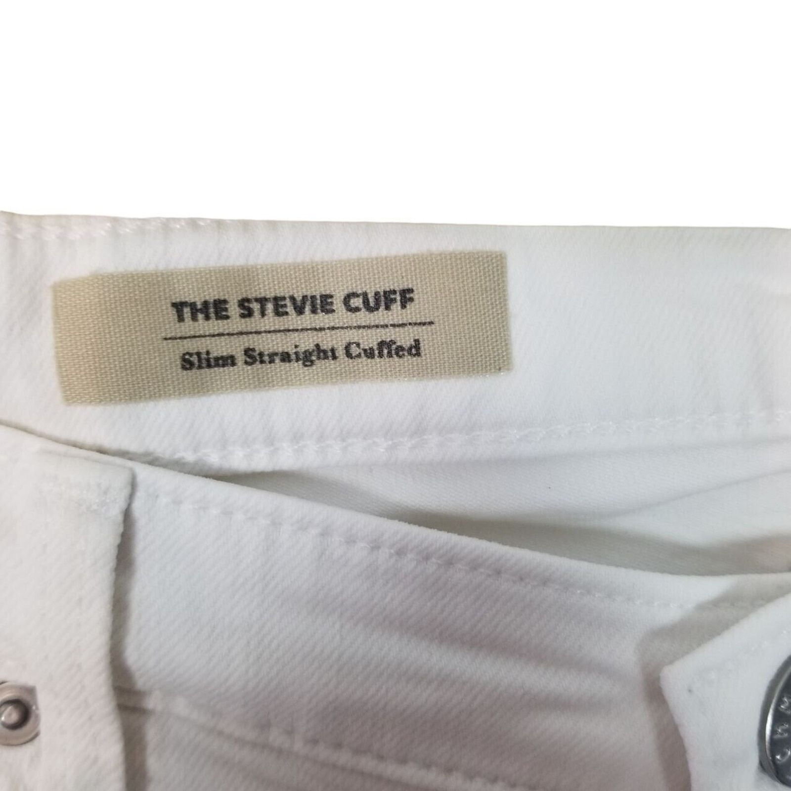 AG Adriano Goldschmied AG Adriano Goldschmied Womens 28 White Denim Stevie Slim Size 29" - 5 Thumbnail