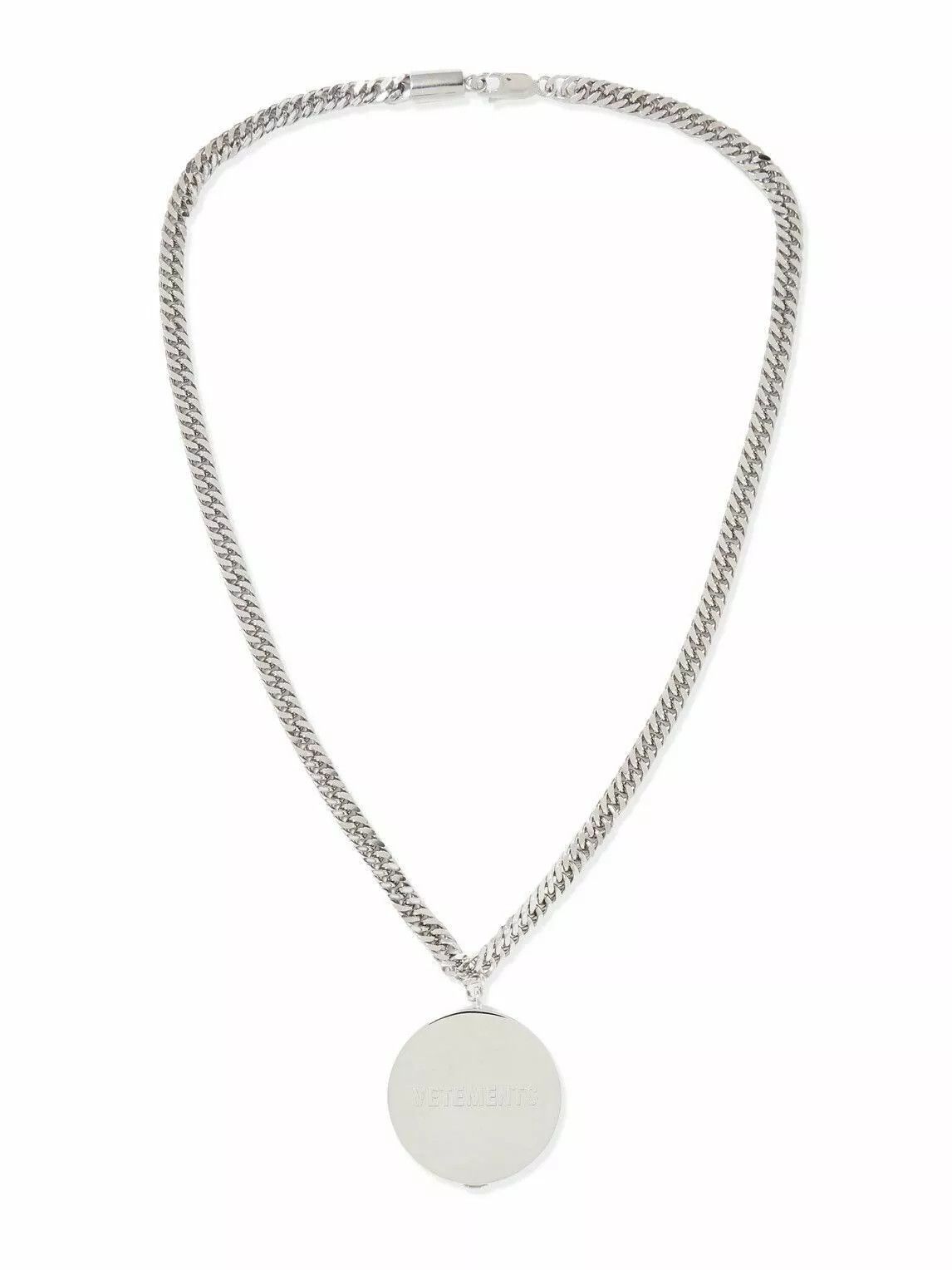 Vetements Grinder necklace silver pendant logo Size ONE SIZE - 2 Thumbnail
