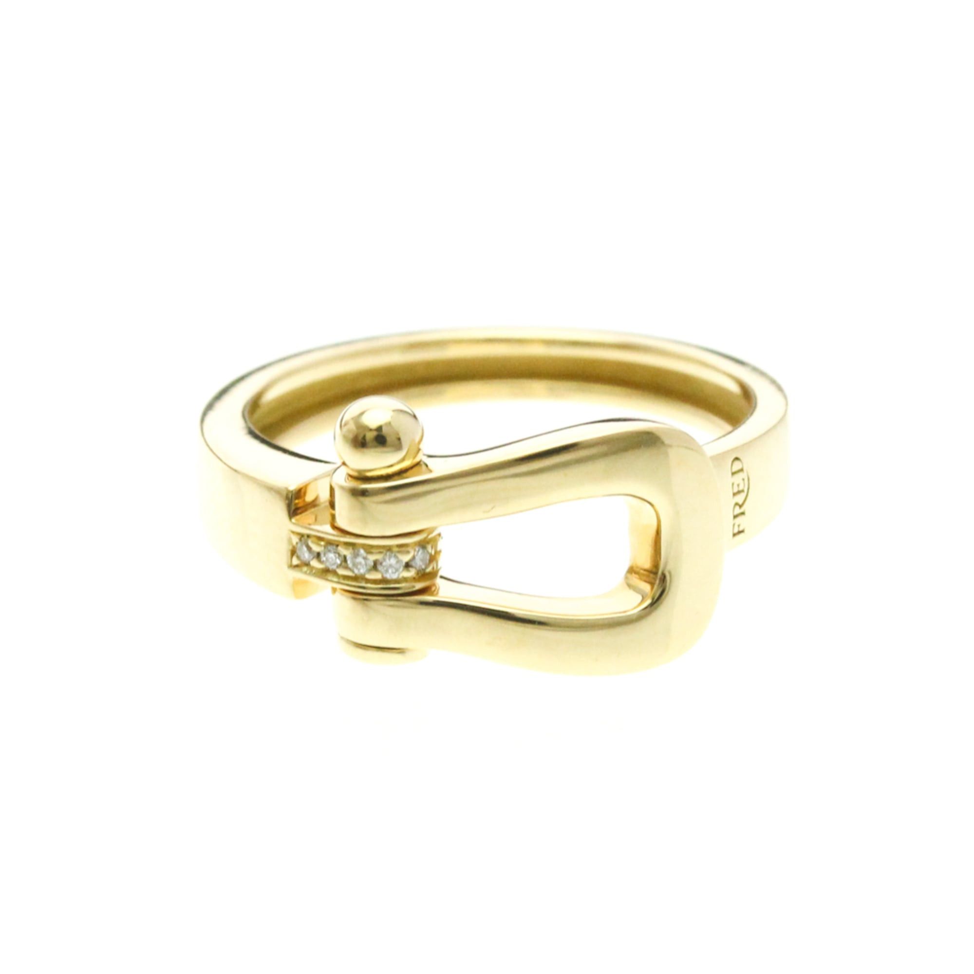 FRED Fred Force 10 Ring With 5 Diamonds Yellow Gold (18K) Fashion Diamond Band Ring Gold Size ONE SIZE - 1 Thumbnail