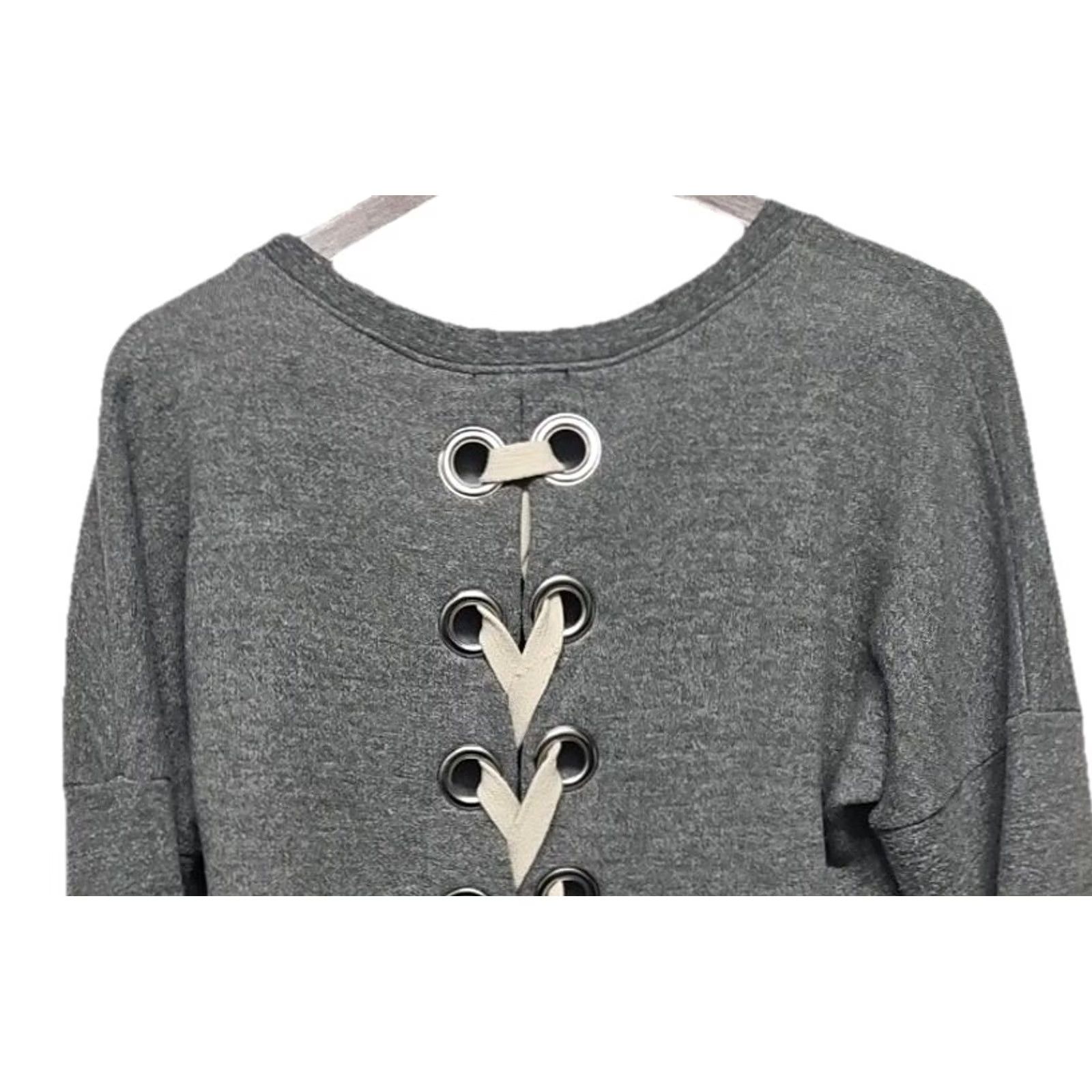 Vintage Dear John Sweatshirt Lace Up Back Pullover Women Small Gray American Activewear Size S / US 4 / IT 40 - 6 Thumbnail