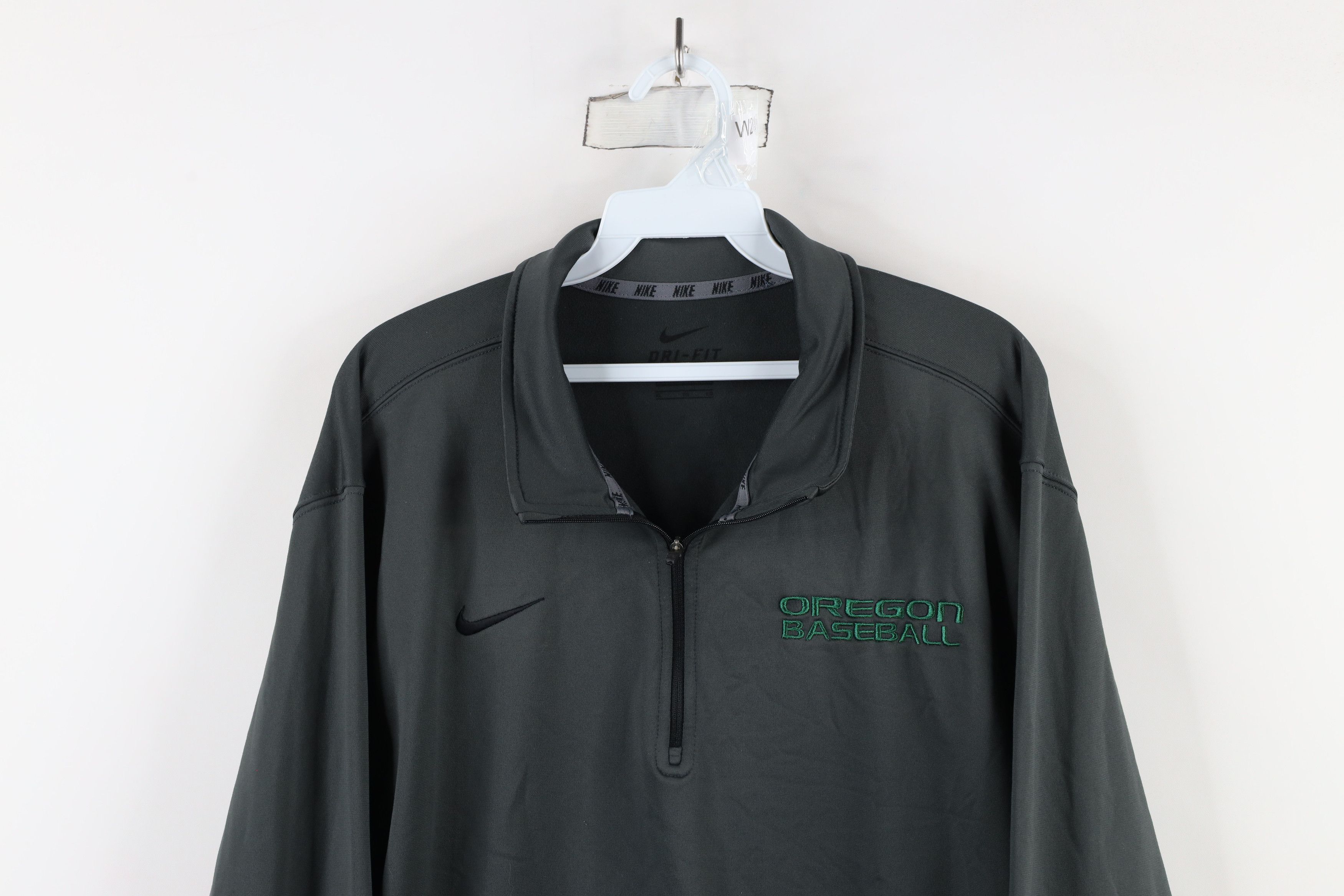 Nike × Vintage Nike University of Oregon Baseball Half Zip Sweater Gray Size US XL / EU 56 / 4 - 2 Thumbnail
