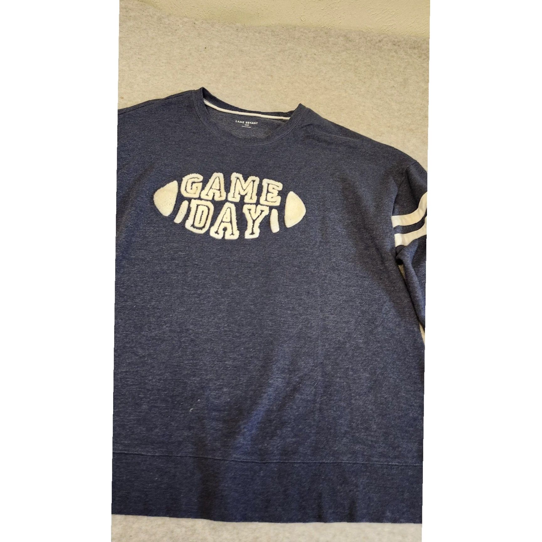 Vintage Lane Bryant Sweatshirt Womens 2X Blue Game Day Chenille Football Pullover Crew Neck Long Sleeve Plus Size Sports Graphic Print Size XXL / US 16-18 / IT 52-54 - 3 Thumbnail