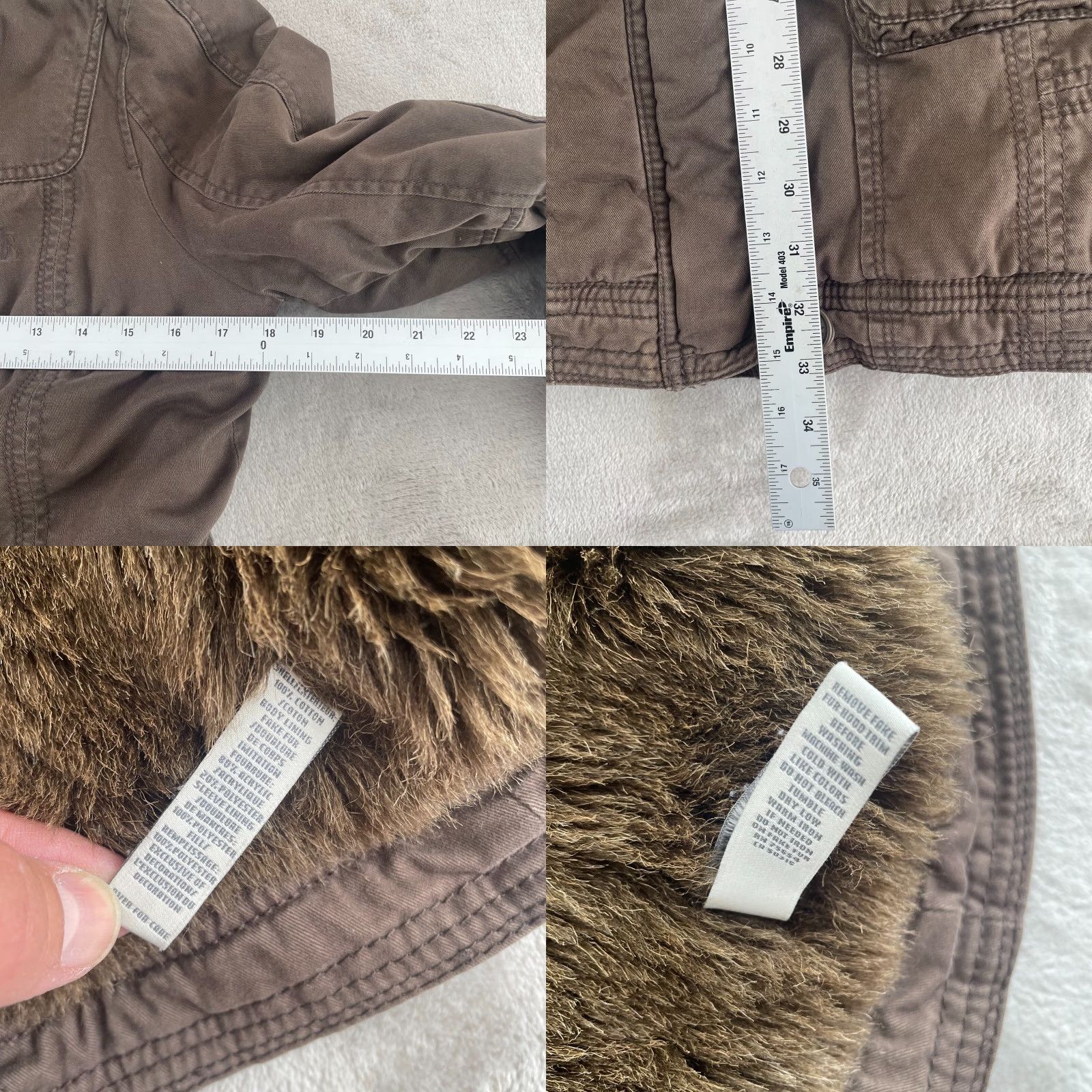 Abercrombie & Fitch Abercrombie & Fitch Jacket Women M Brown Faux Fur Lining Y2K Parka Long Coat/Cotton Canvas 90s Vintage Style Size M / US 6-8 / IT 42-44 - 8 Thumbnail