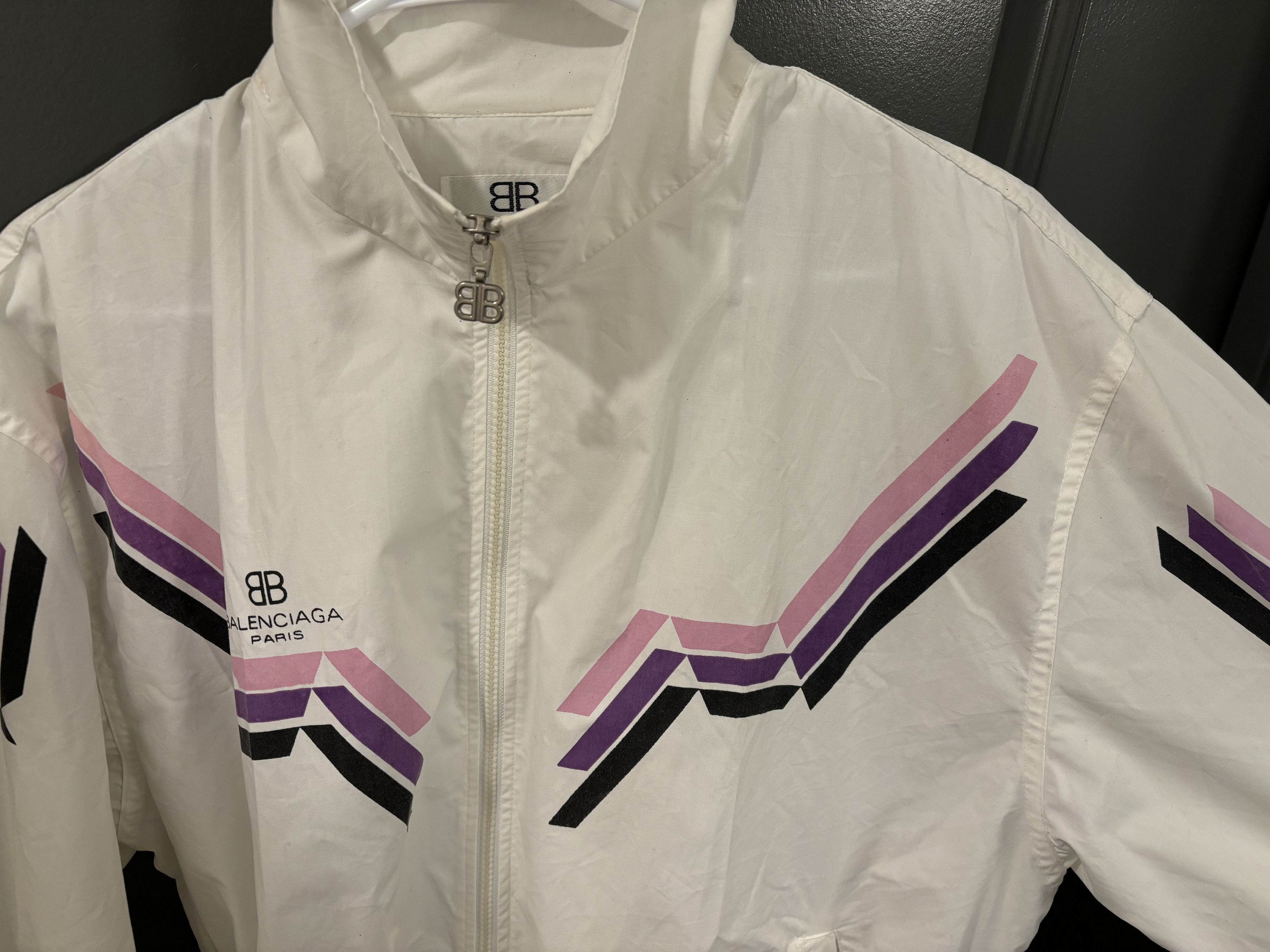 Balenciaga 1980s Balenciaga White Track Jacket Size US M / EU 48-50 / 2 - 6 Thumbnail