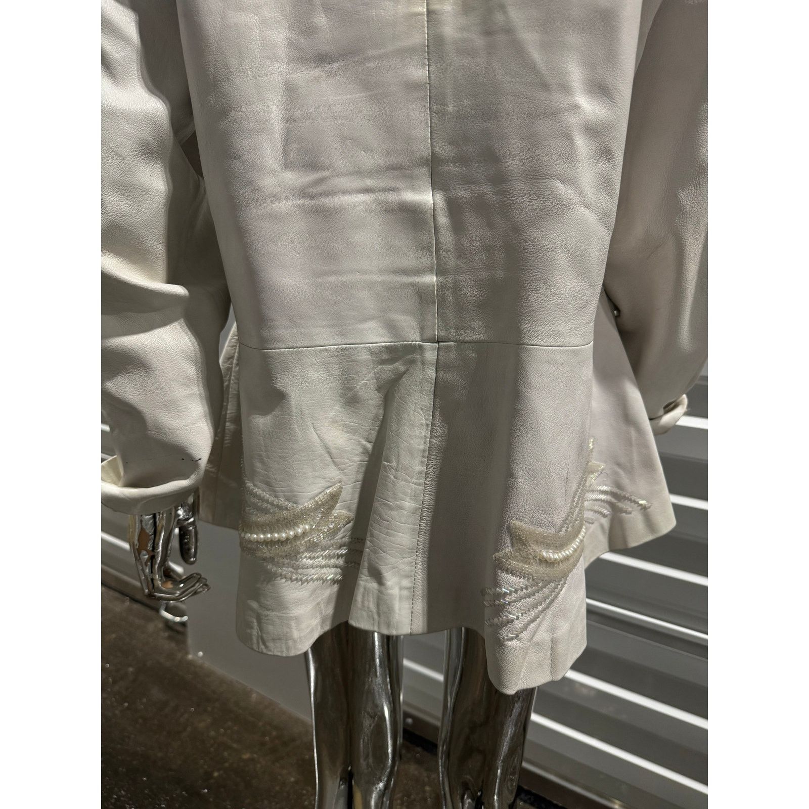 Vintage White leather blazer Size XL / US 12-14 / IT 48-50 - 12 Thumbnail