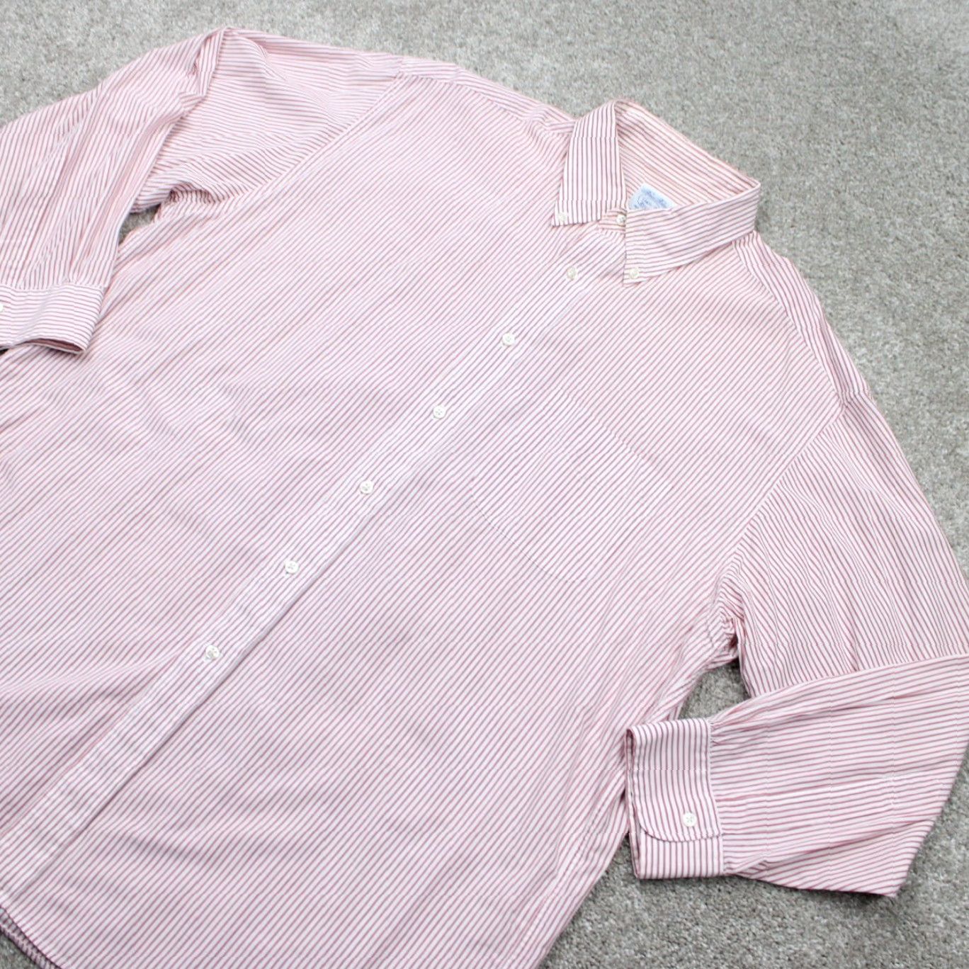Brooks Brothers Brooks Brothers Relaxed Fit Dress Shirt Mens 16 1/2, 3 Red/White Cotton L/S Size 46R - 4 Thumbnail