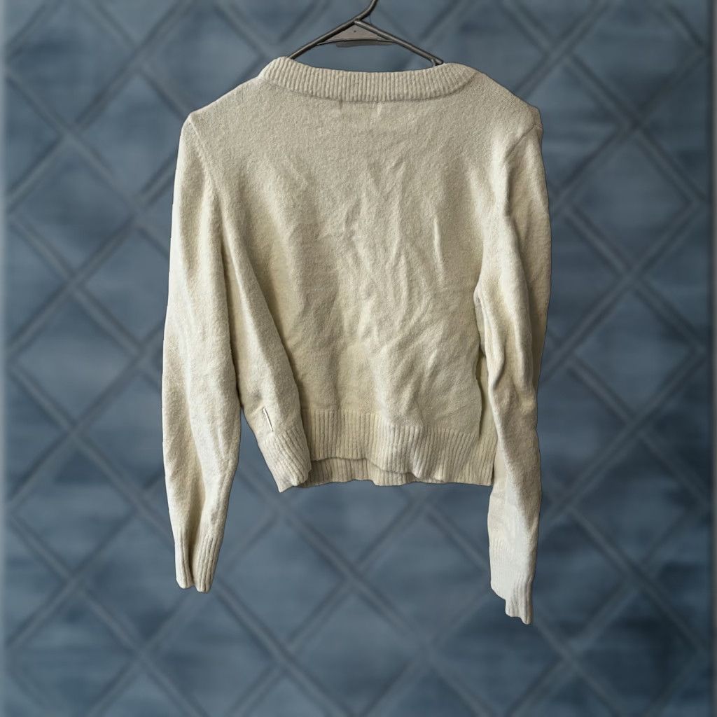 Calvin Klein Calvin Klein Jeans Sweater Women Medium White Knit Nylon Blend Regular Pullover Crew Neck Long Sleeve Raglan Sleeve Casual Knit Style Size M / US 6-8 / IT 42-44 - 1 Thumbnail