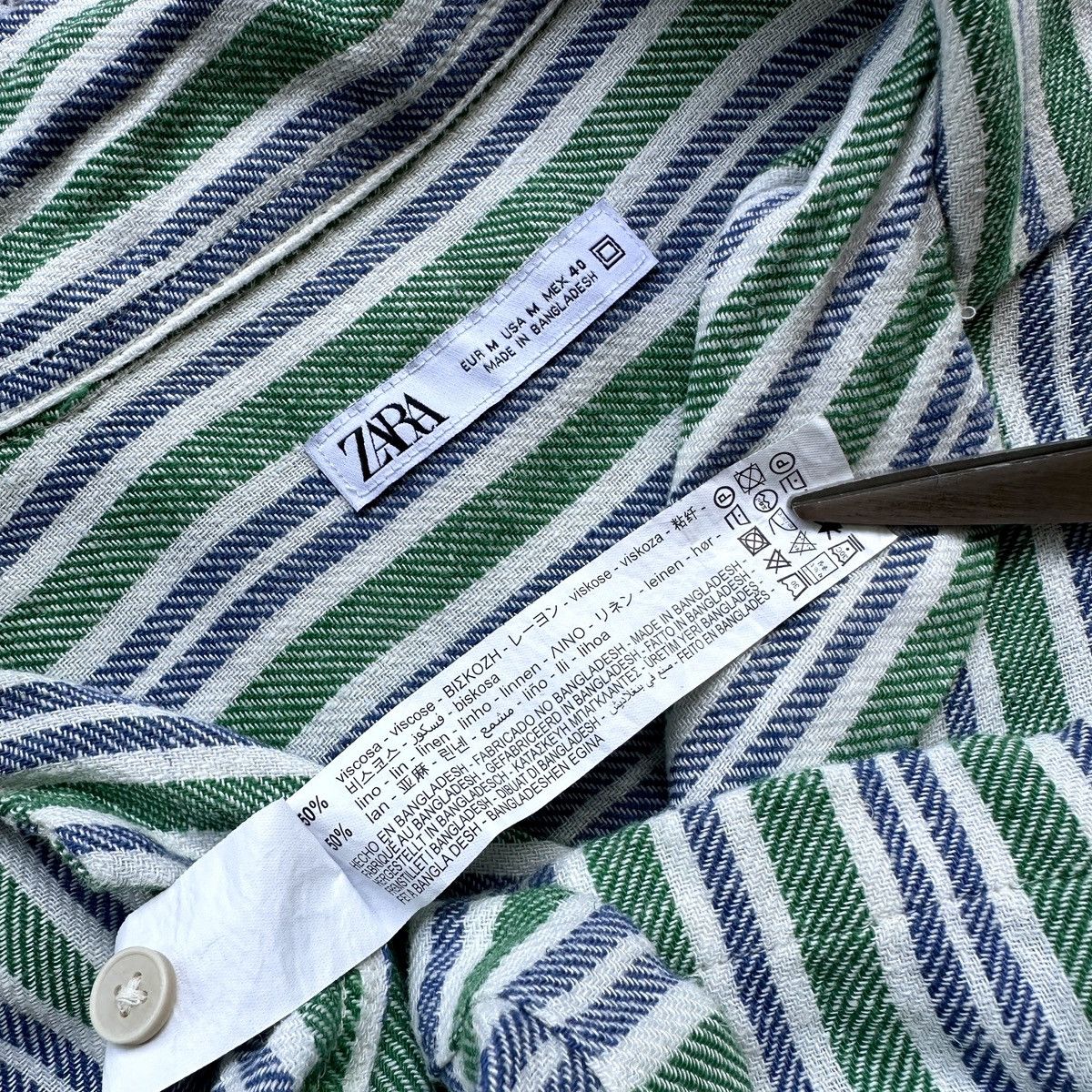 Zara Men’s Shirts Zara Striped Linen Button Up Multicolour Size US M / EU 48-50 / 2 - 12 Thumbnail
