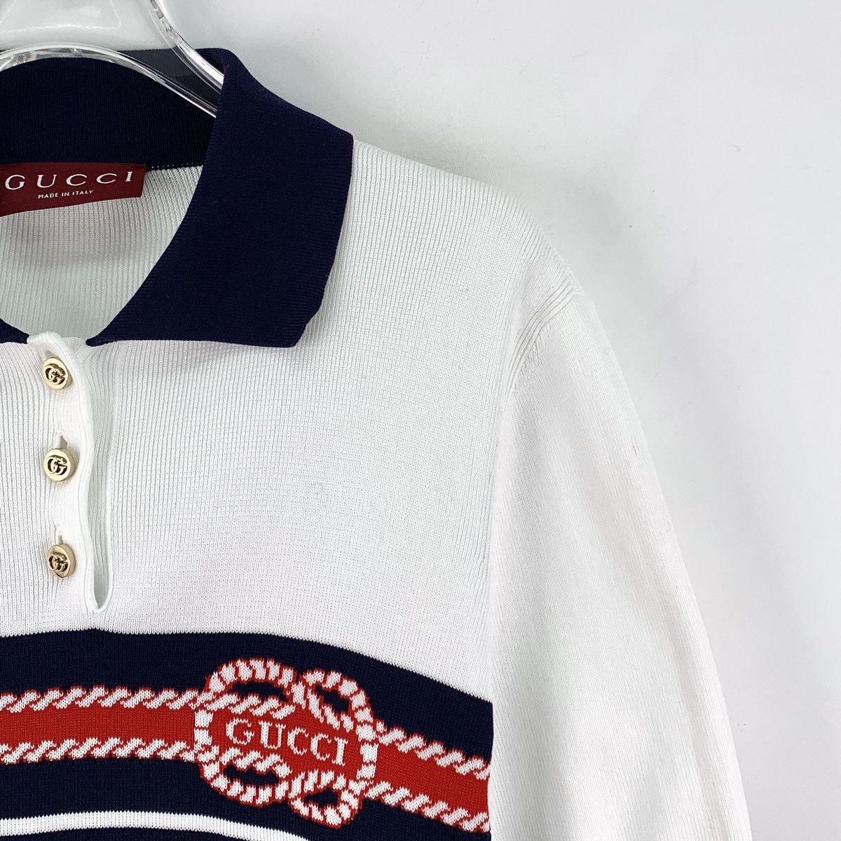 Gucci Gucci Striped Short Sleeve Knit Polo Shirt K26WX Size S / US 4 / IT 40 - 3 Thumbnail