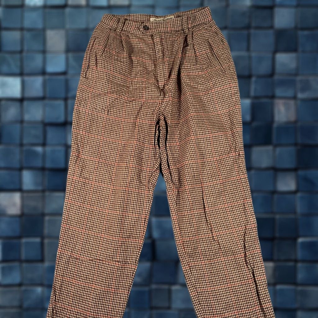 Vintage VINTAGE Calvin Klein Sports/Petite Pants Women 8 Brown Check Tapered Cuffed 80s Size 30" / US 8 / IT 44 - 1 Thumbnail