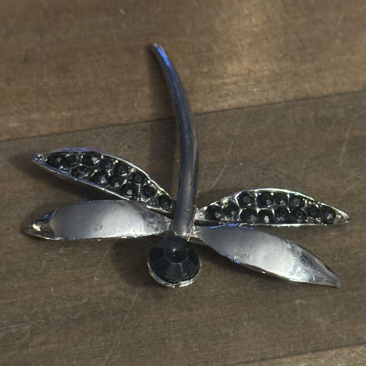 Vintage Vintage silver tone black rhinestone dragonfly brooch Size ONE SIZE - 5 Thumbnail
