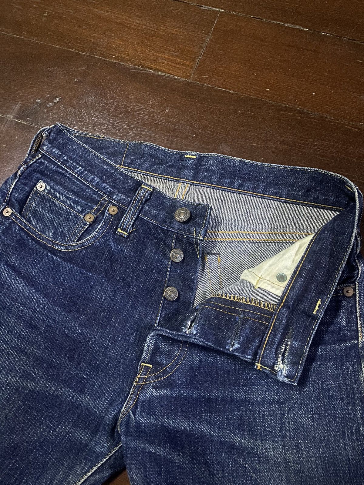 Denime Denime XX Leather Patch Selvedge Jeans mud wash clawmark Size 28" / US 6 / IT 42 - 8 Thumbnail