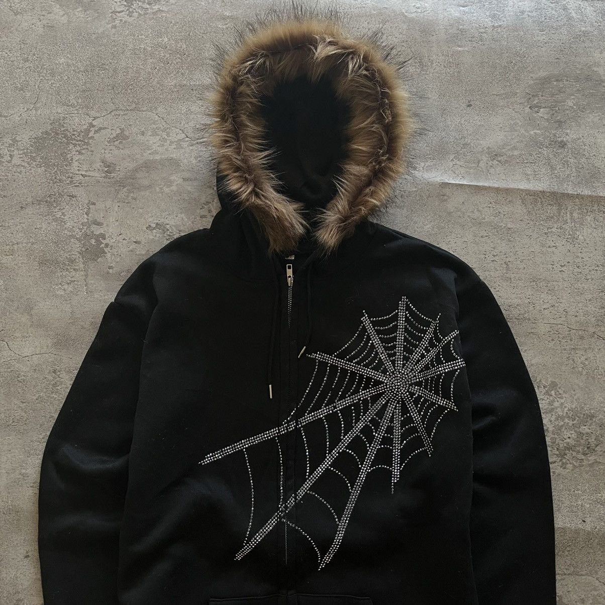 If Six Was Nine Spyder Gothic Punk Faux Fur Zip Hoodie Japanese Style Size US L / EU 52-54 / 3 - 2 Thumbnail