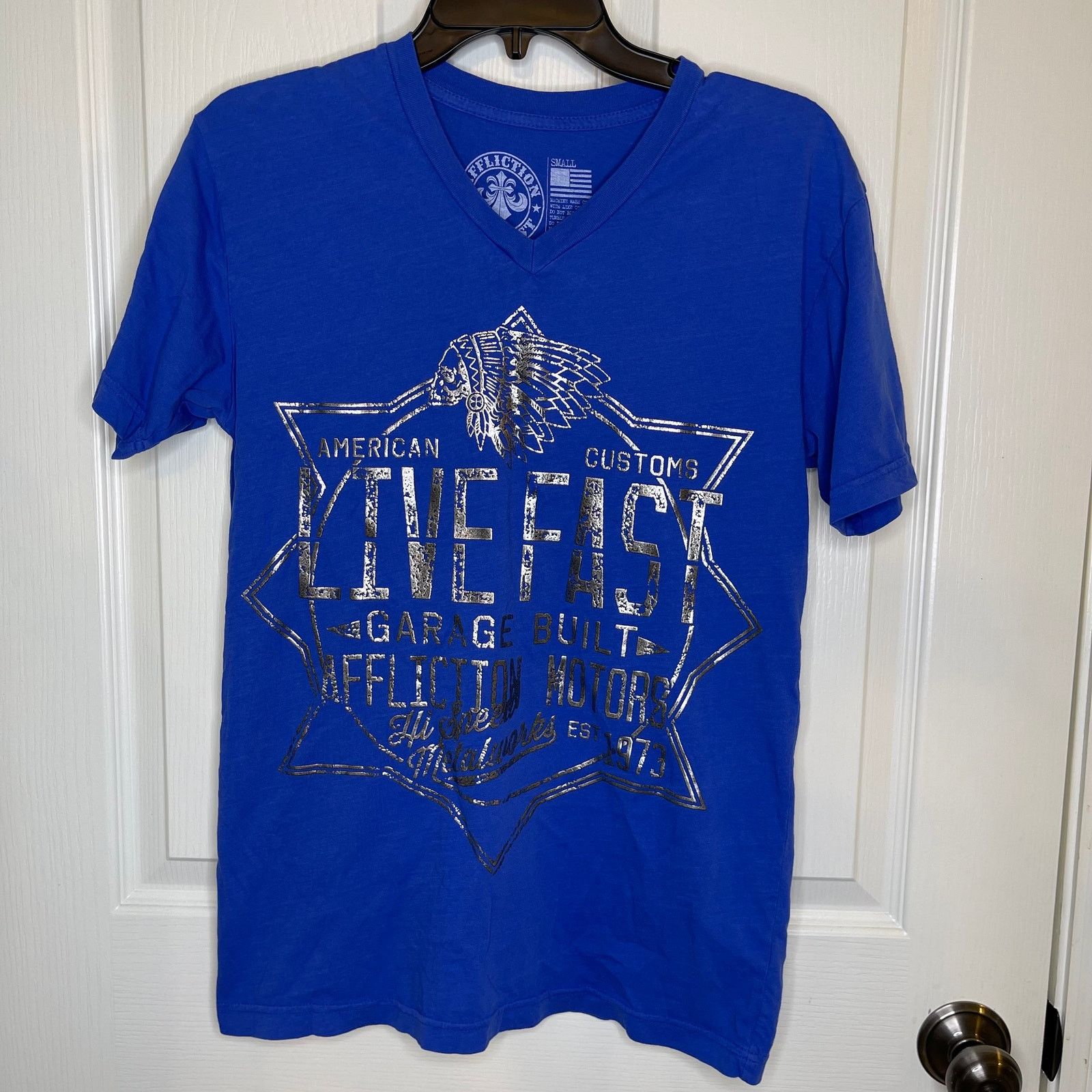 Affliction Affliction Men's American Customs Blue Short Sleeve Tee, S Size US S / EU 44-46 / 1 - 2 Thumbnail
