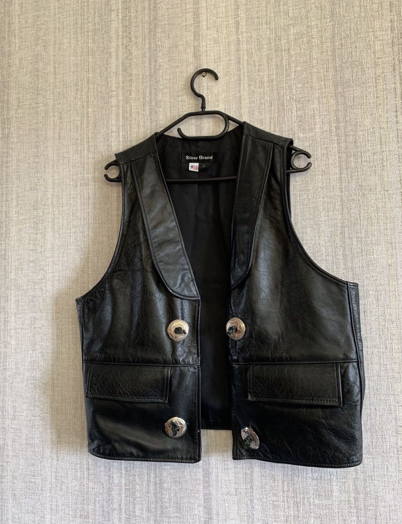Leather Vintage Leather Vest Made in USA Size US L / EU 52-54 / 3 - 1 Thumbnail
