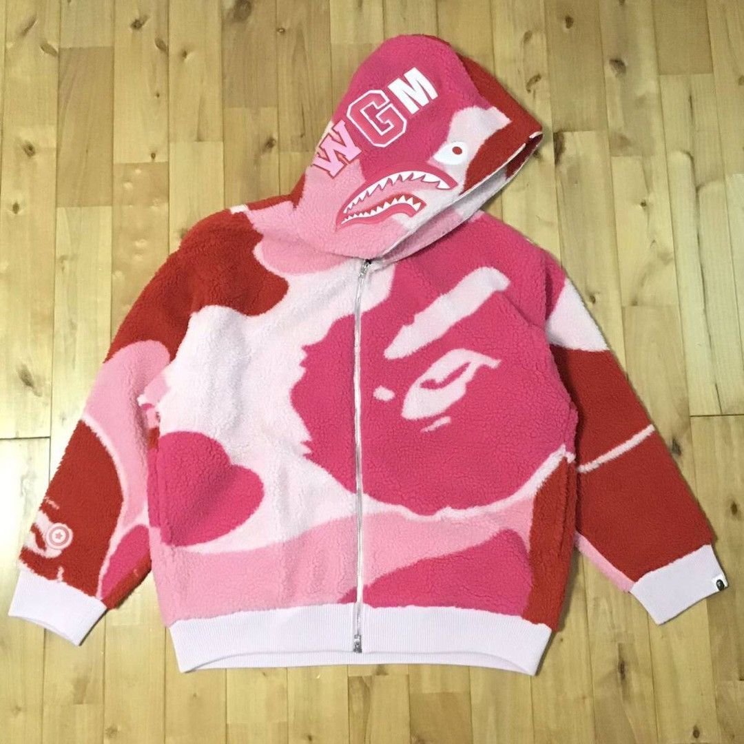 Pink hot abc BAPE hoodie size medium