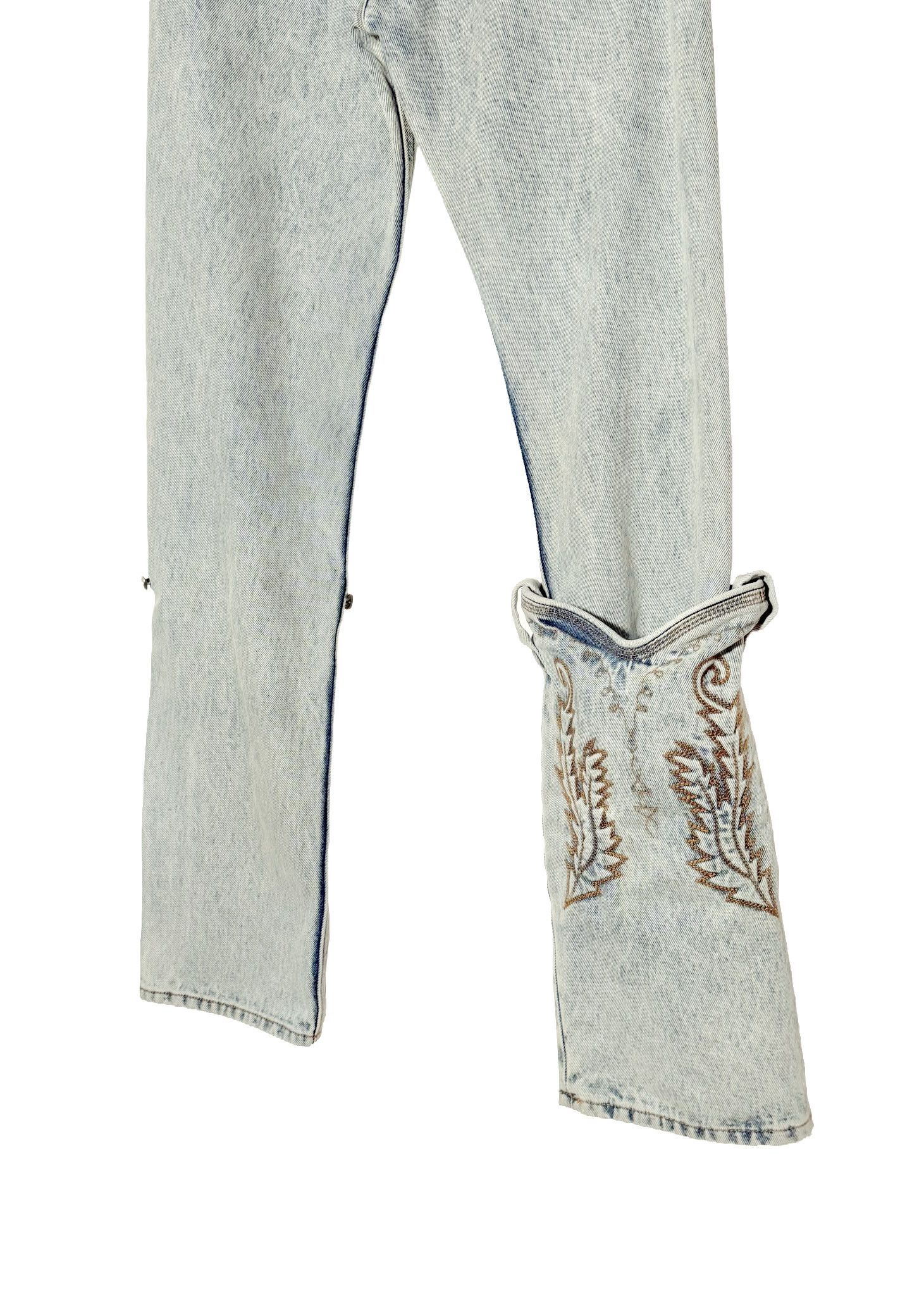 Y/Project Y/Project Washed Blue Cowboy Cuffed Jeans Size 24" / US 00 / IT 34 - 3 Thumbnail