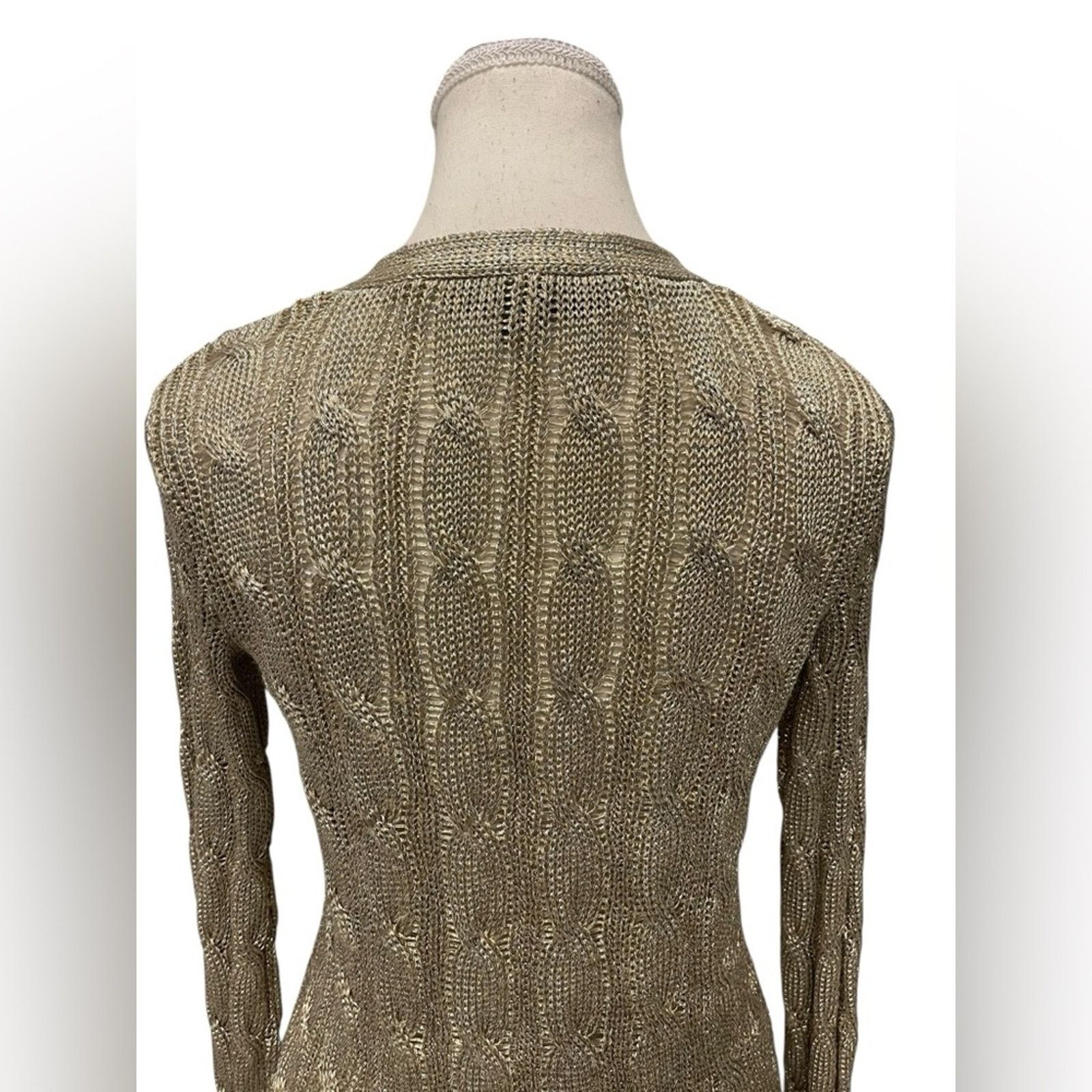 Ralph Lauren Ralph Lauren Black Label - Gold Metallic Knit Cardigan Sz S Size S / US 4 / IT 40 - 6 Thumbnail