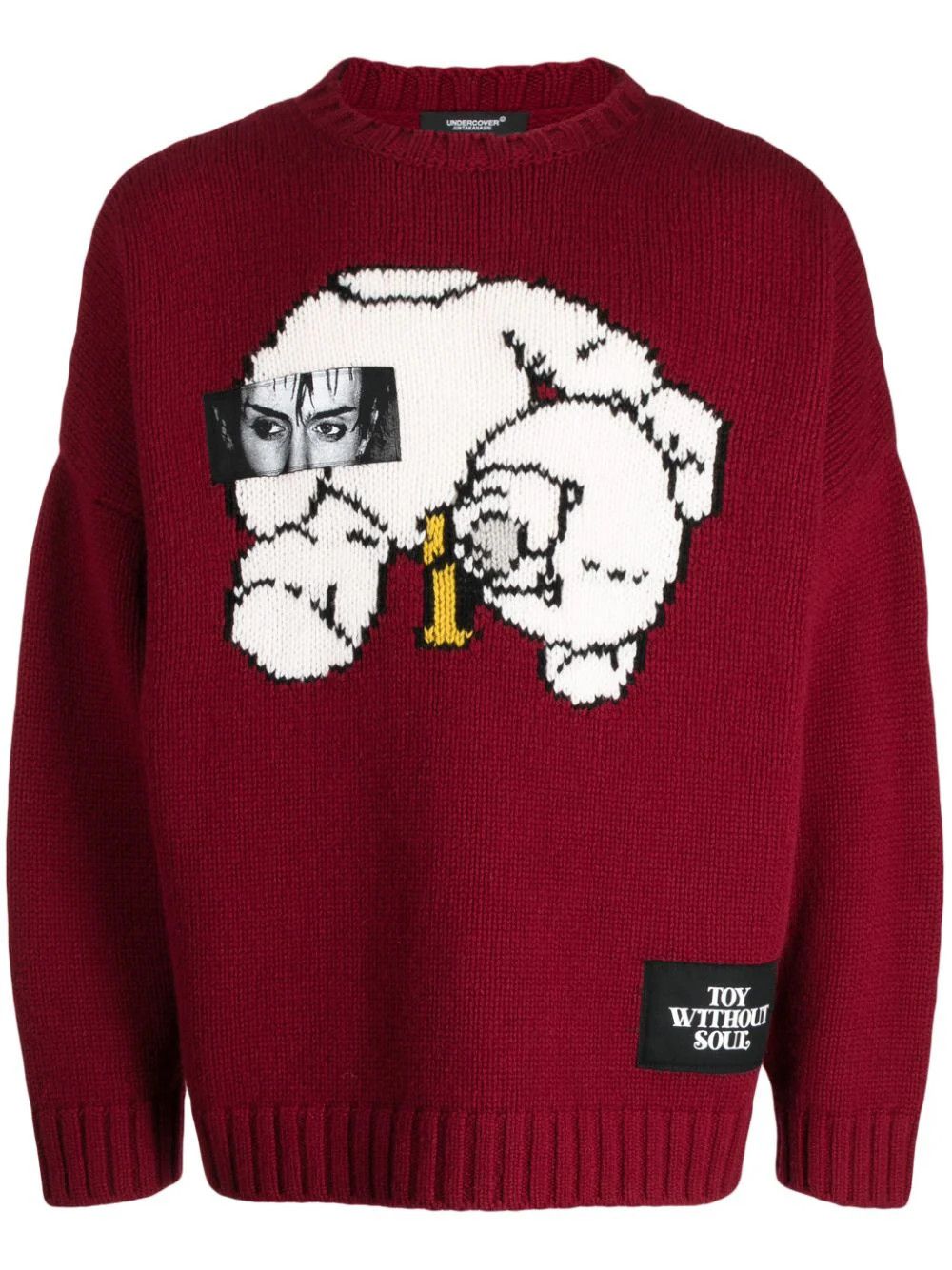 Undercover o1mle0824 Teddy Bear Crewneck Sweaters in Bordeaux Red Size US XL / EU 56 / 4 - 1 Thumbnail