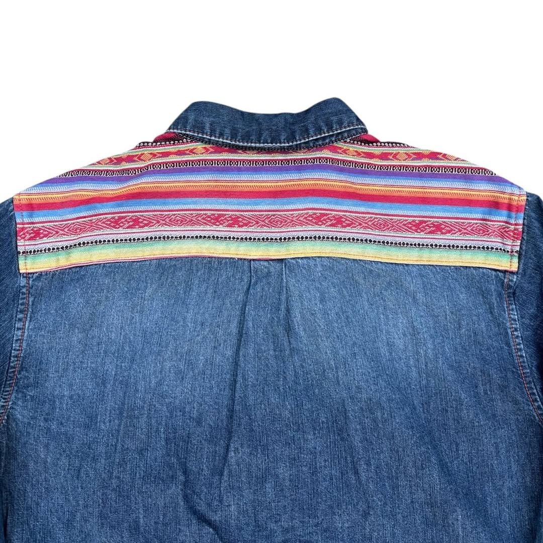 Japanese Brand Titicaca Mexican Pattern Pocket Denim Shirt Size US L / EU 52-54 / 3 - 3 Thumbnail