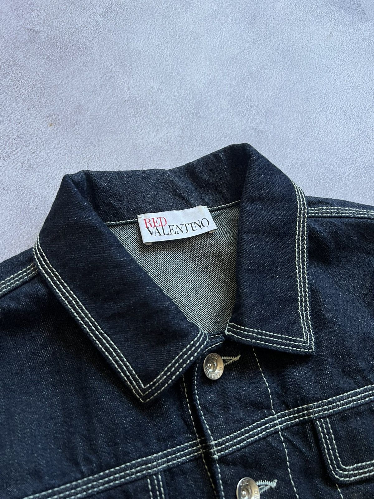 Designer × RED Valentino × Valentino RED Valentino Cropped Denim Jacket Women’s Size 46 Size L / US 10 / IT 46 - 4 Thumbnail