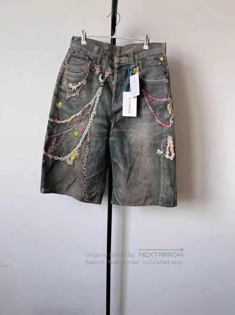 Acne Studios Loose Vintage Printed Wide-Leg Cropped Denim