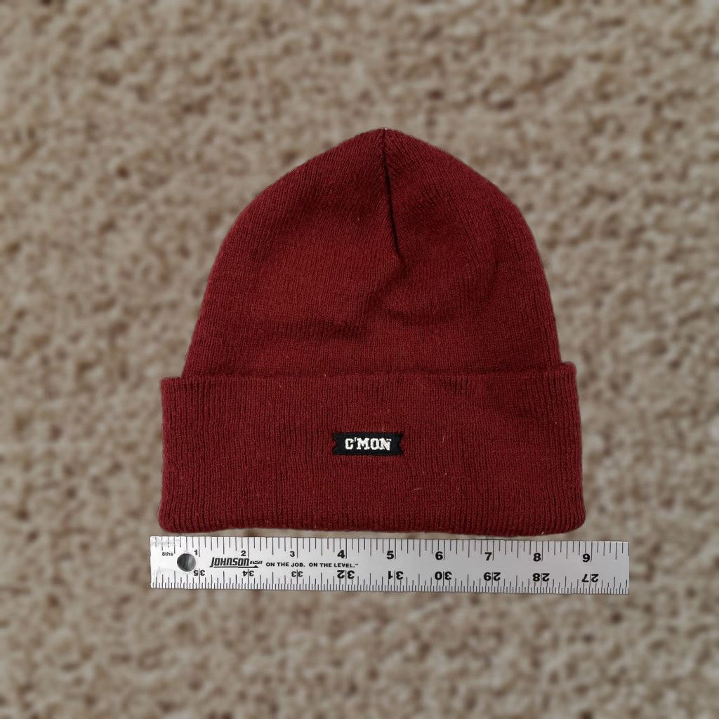 Vintage C'mon Beanie Toque Adult One Size Red Knit Embroidered 100% Acrylic Skate Skater Hat/Cap Mens Beanie Size ONE SIZE - 1 Thumbnail