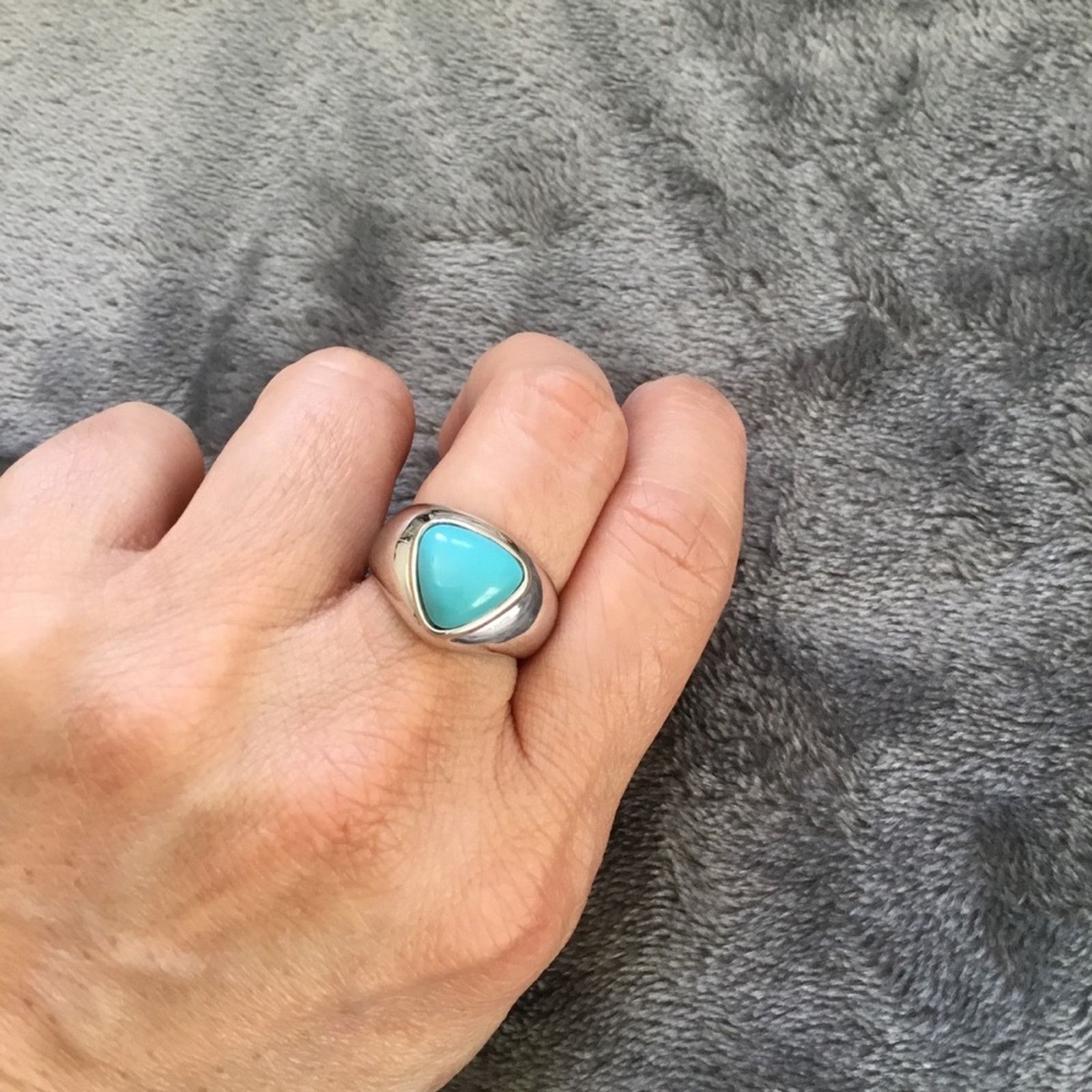 Other Sterling Silver Blue Stone Ring Size ONE SIZE - 8 Thumbnail