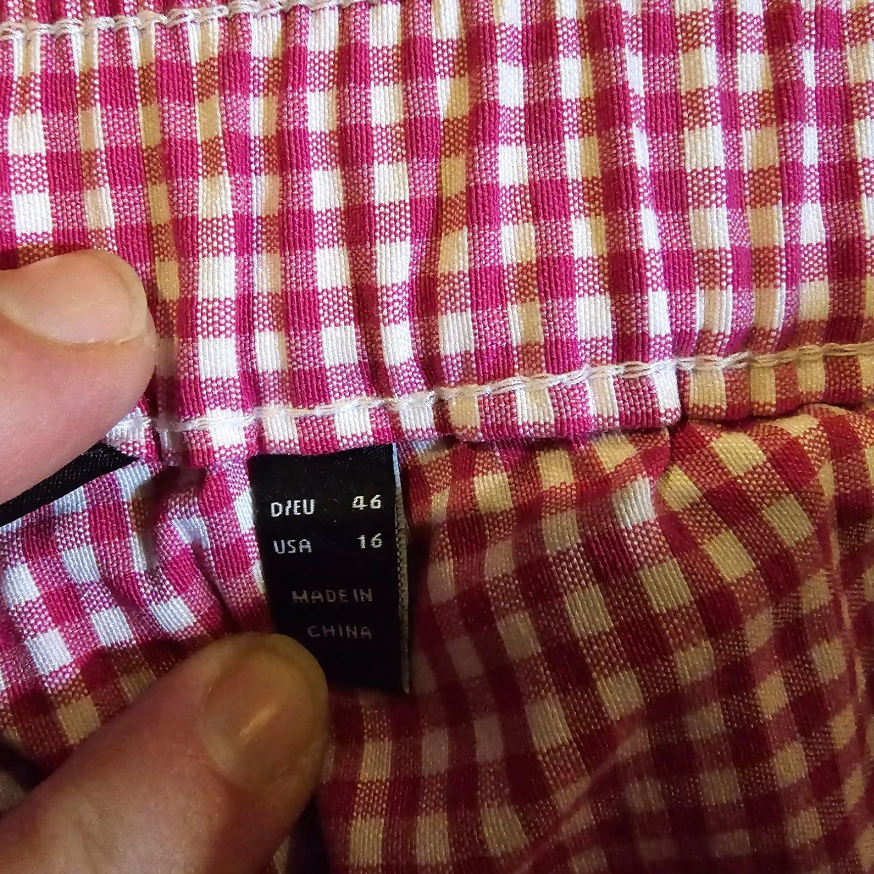 Vintage Ulla Popken Pants Women 16 Pink White Gingham Pull On Tapered Stretch Casual Shirt? Size 38" / US 16 / IT 52 - 4 Thumbnail