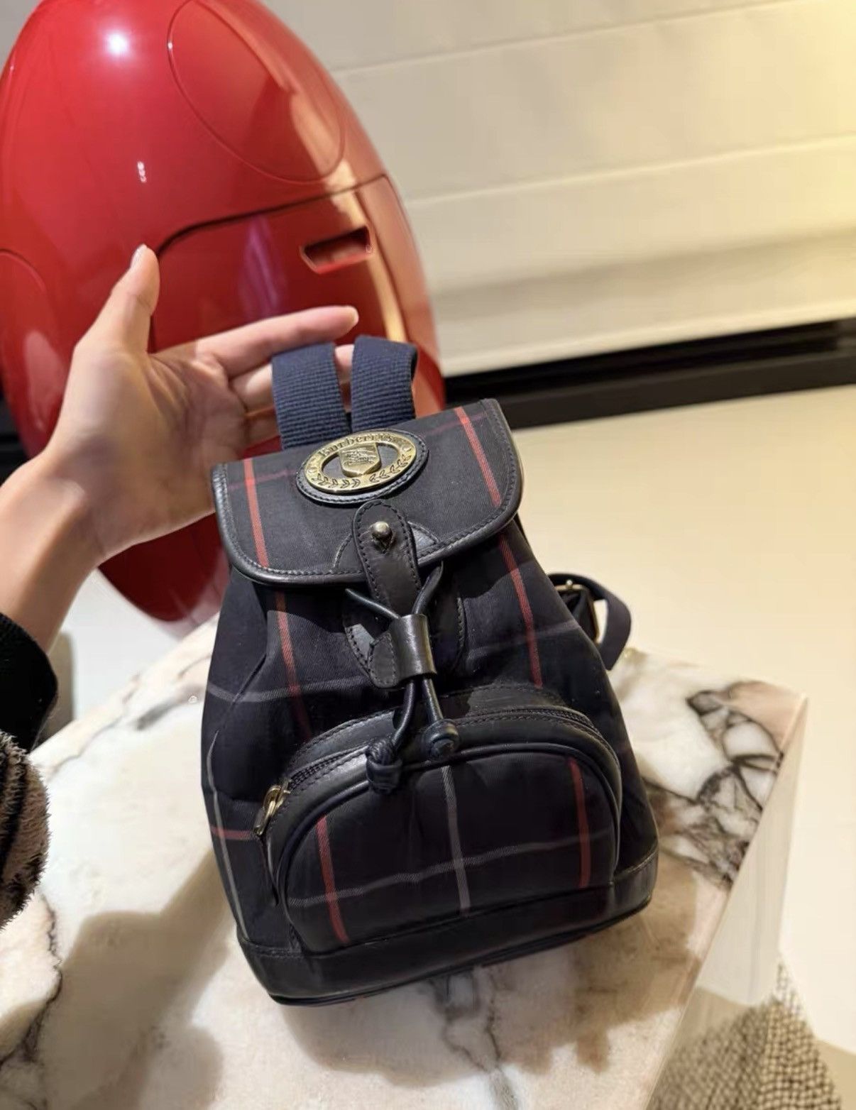 Burberry Burberry Mini Check Backpack with Golden Horse Logo J36 Size ONE SIZE - 1 Thumbnail