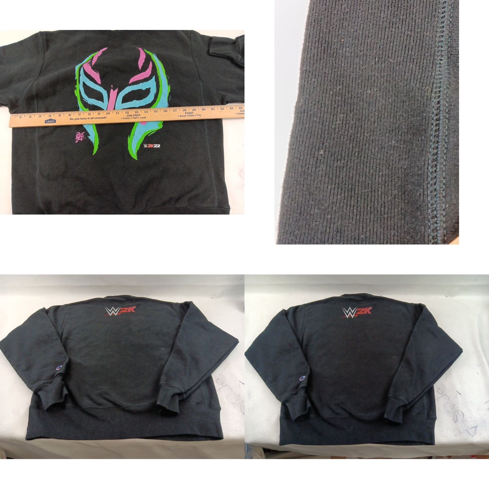 Champion WWE 2K22 Sweatshirt Champion Reverse Weave Mens Size M Black Graphic Print Pullover Reversible Crew Neck Long Sleeve Size US M / EU 48-50 / 2 - 8 Thumbnail