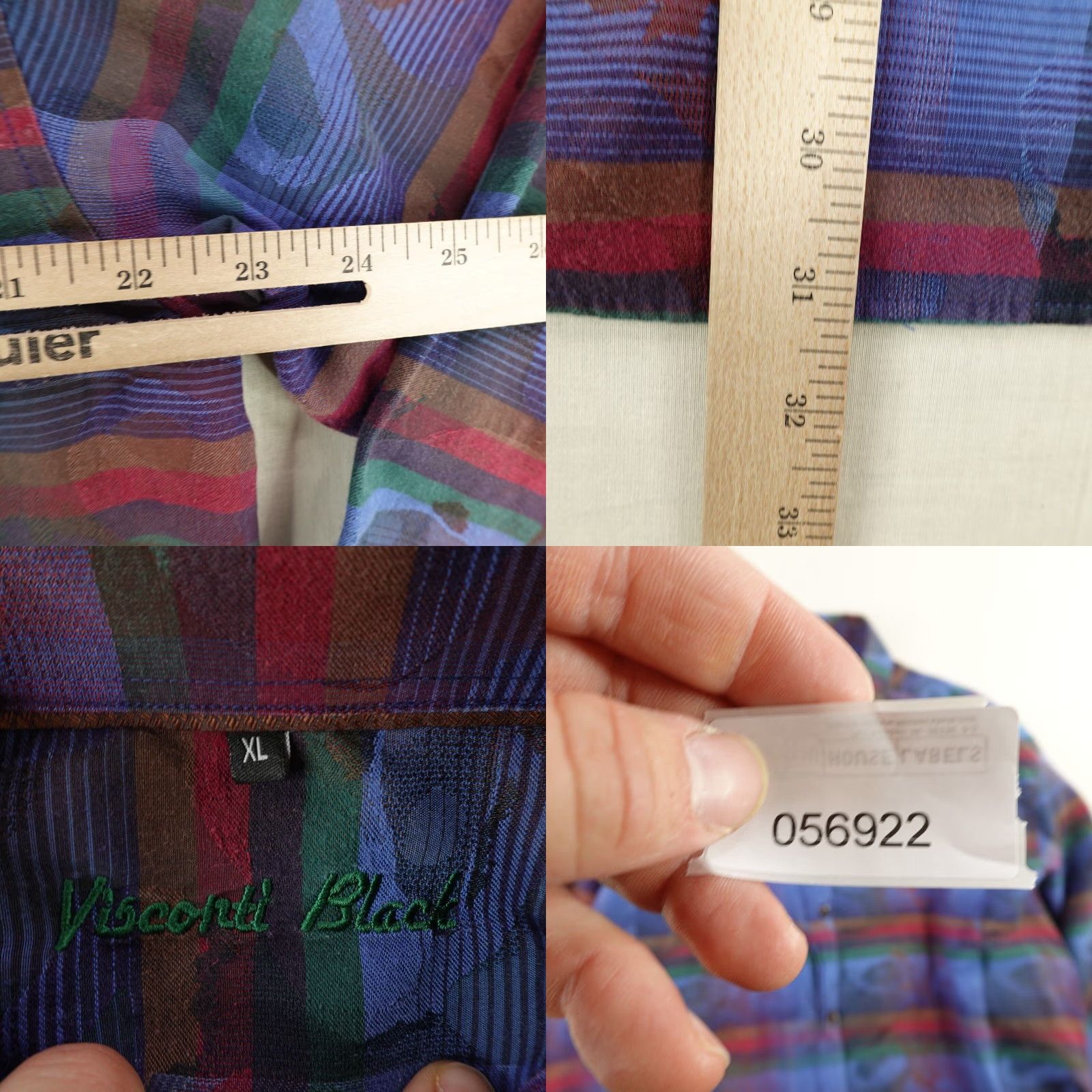 Luchiano Visconti Luchiano Visconti Shirt Mens XL Blue Plaid Button-Up Cotton Long Sleeve Geometric Designer Classic Size US XL / EU 56 / 4 - 8 Thumbnail
