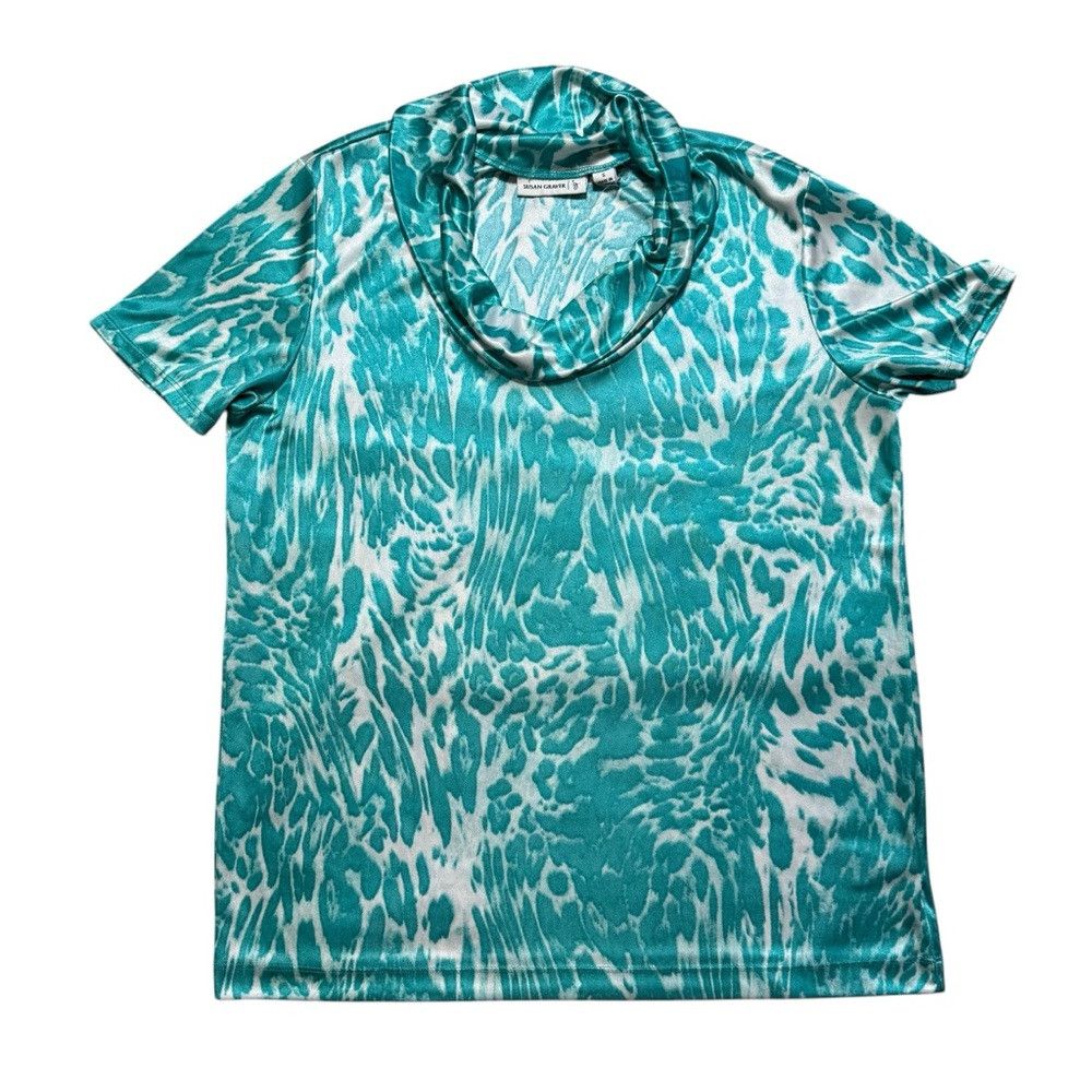 Other New Susan Graver Tie Dye Liquid Knit Cowl Neck Short Sleeve Size S / US 4 / IT 40 - 5 Thumbnail