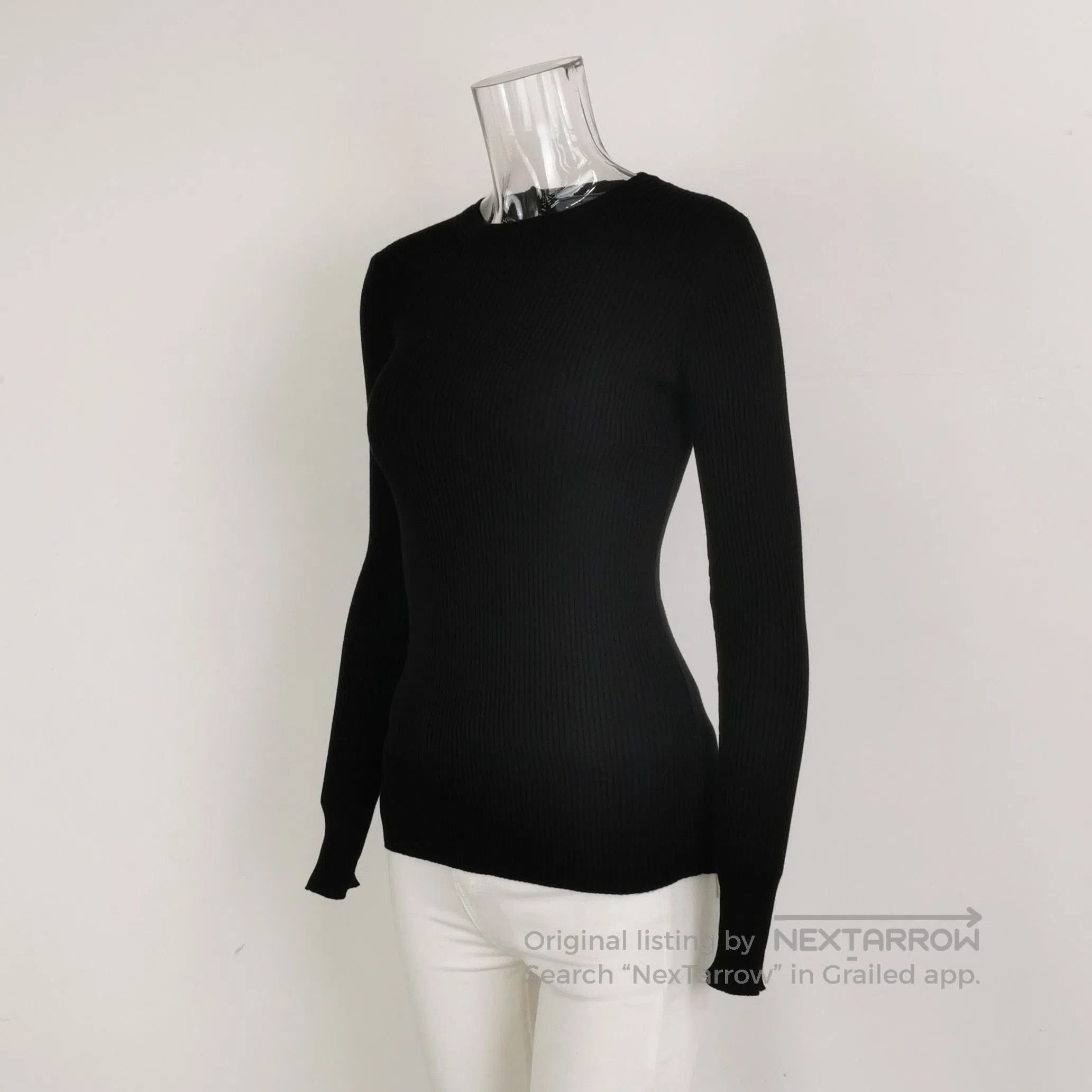 Prada Prada Black Ribbed Knit Long Sleeve Top . Size S / US 4 / IT 40 - 2 Thumbnail